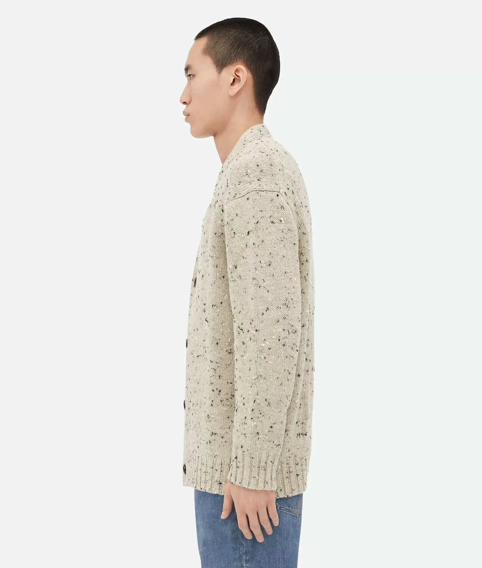 Knitwear>Bottega Veneta Embroidered Linen Cardigan Dove