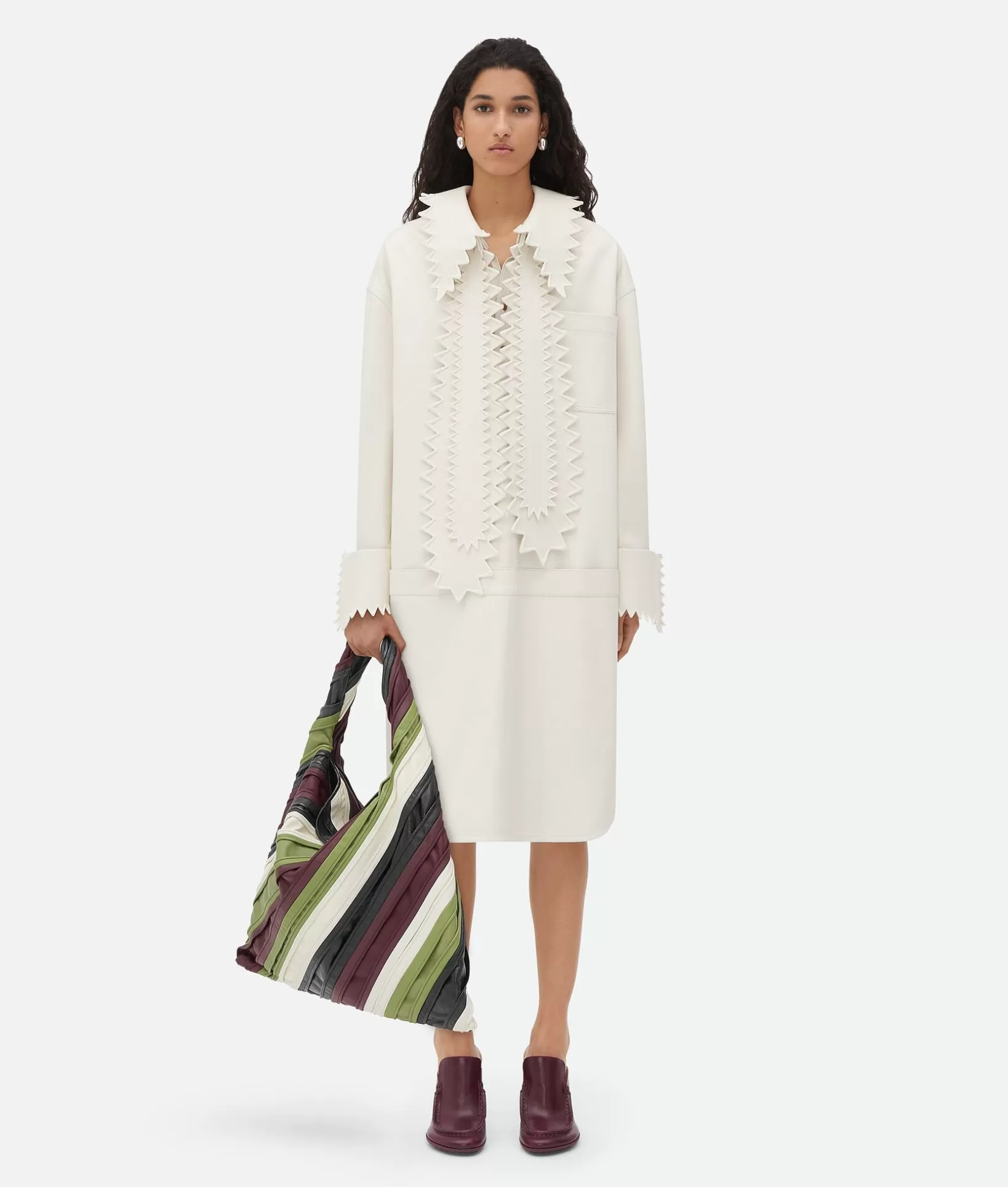 Leather | Dresses>Bottega Veneta English Embroidery Leather Dress White