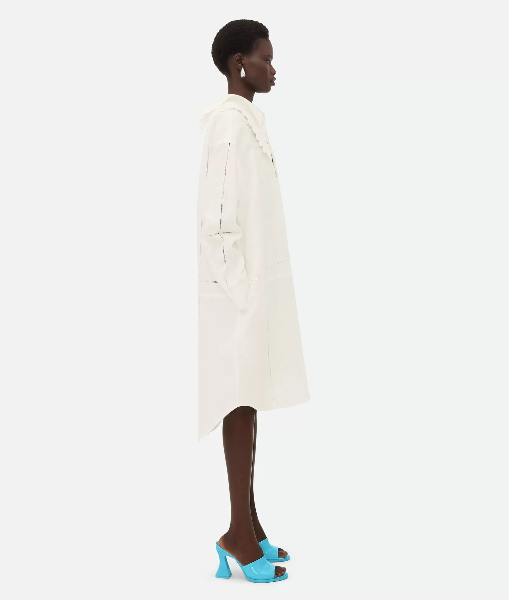 Dresses>Bottega Veneta English Embroidery Linen Dress Chalk