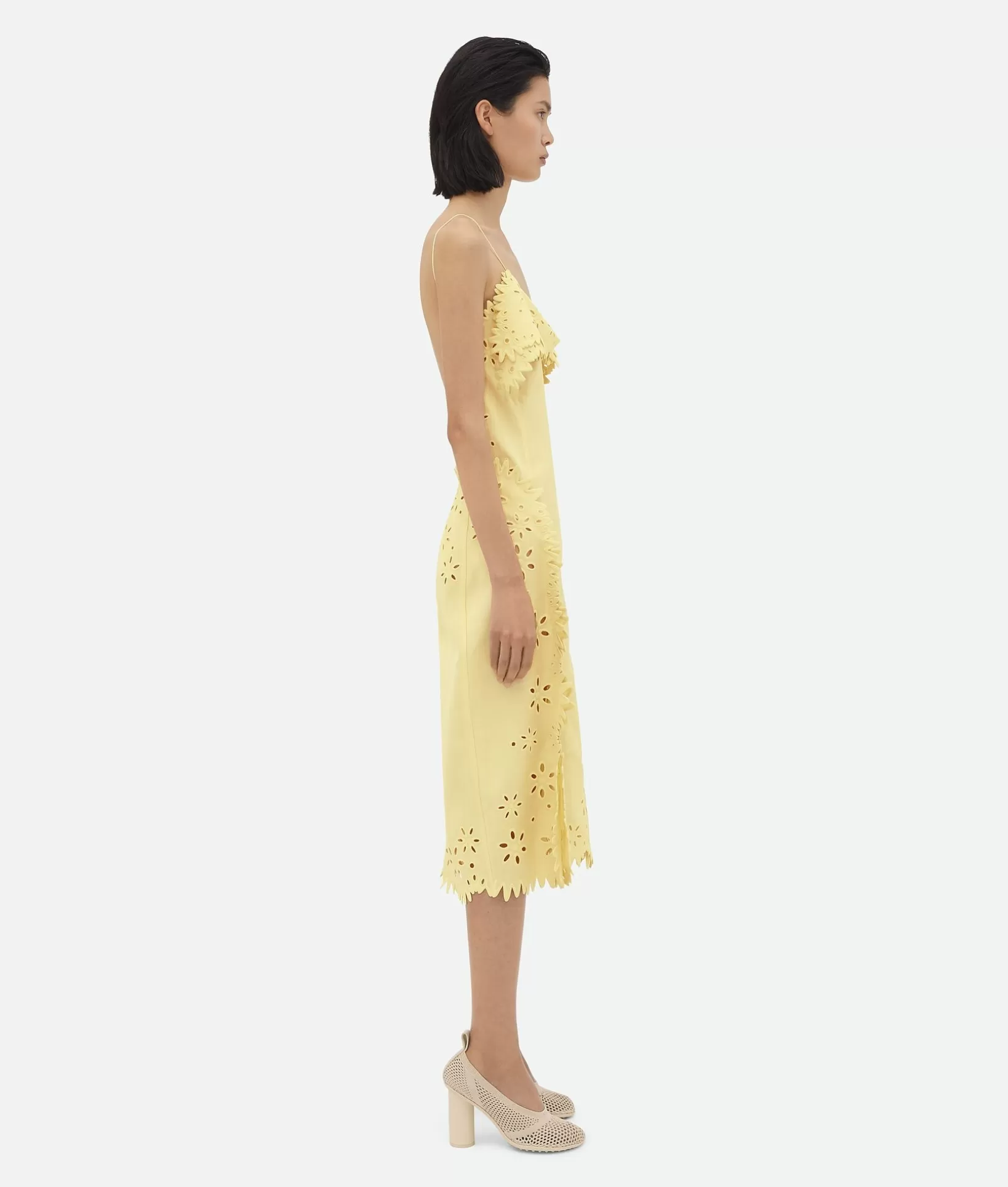 Dresses>Bottega Veneta English Embroidery Viscose And Silk Dress Chalk/banana