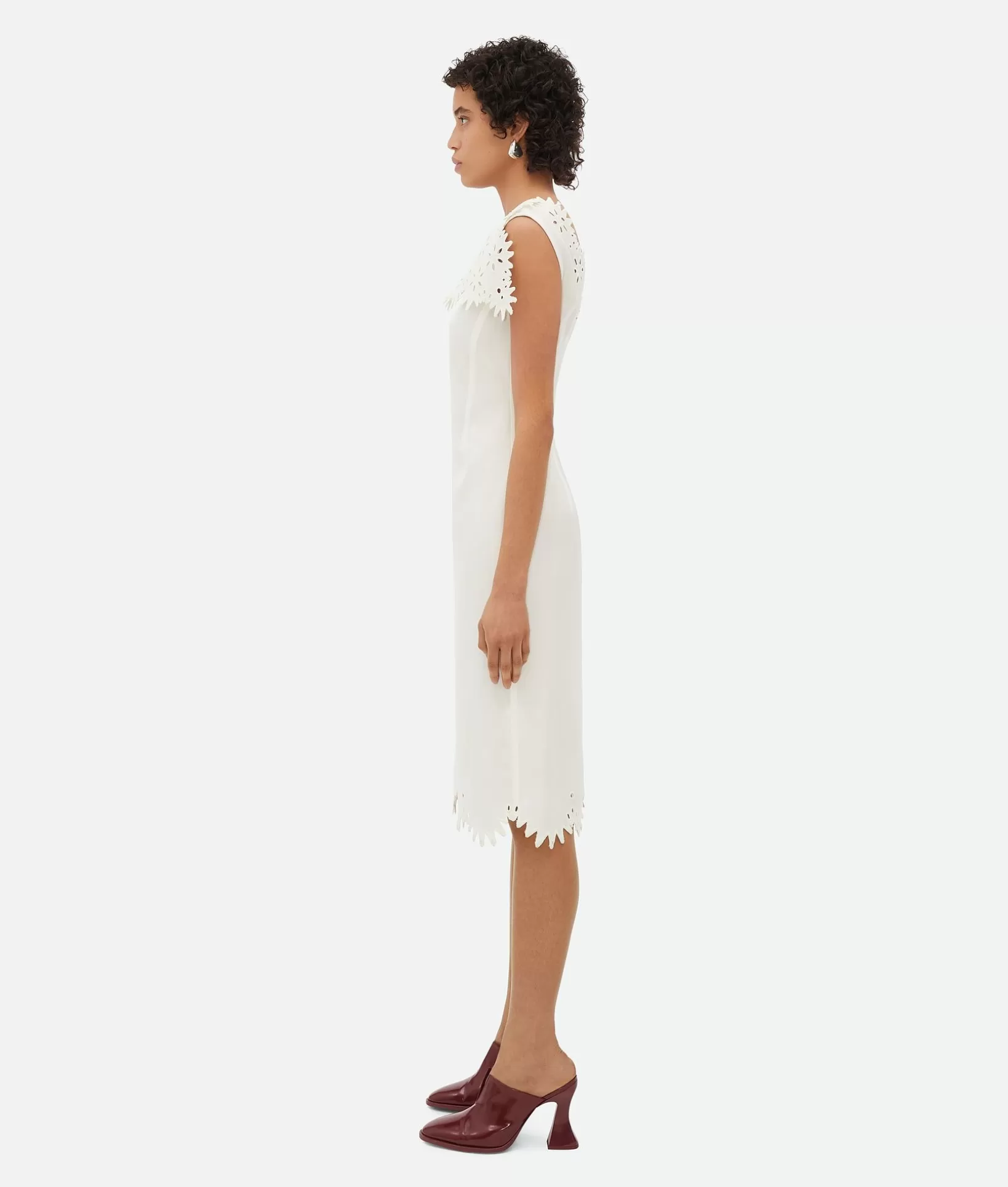 Dresses>Bottega Veneta English Embroidery Viscose And Silk Dress Chalk