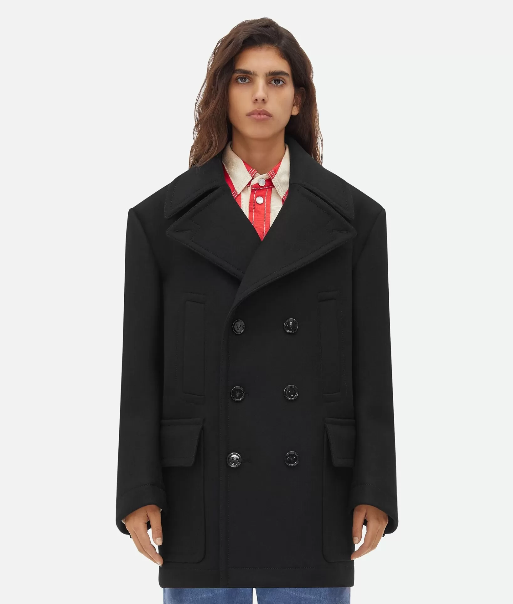 Coats>Bottega Veneta Felted Wool Coat Black