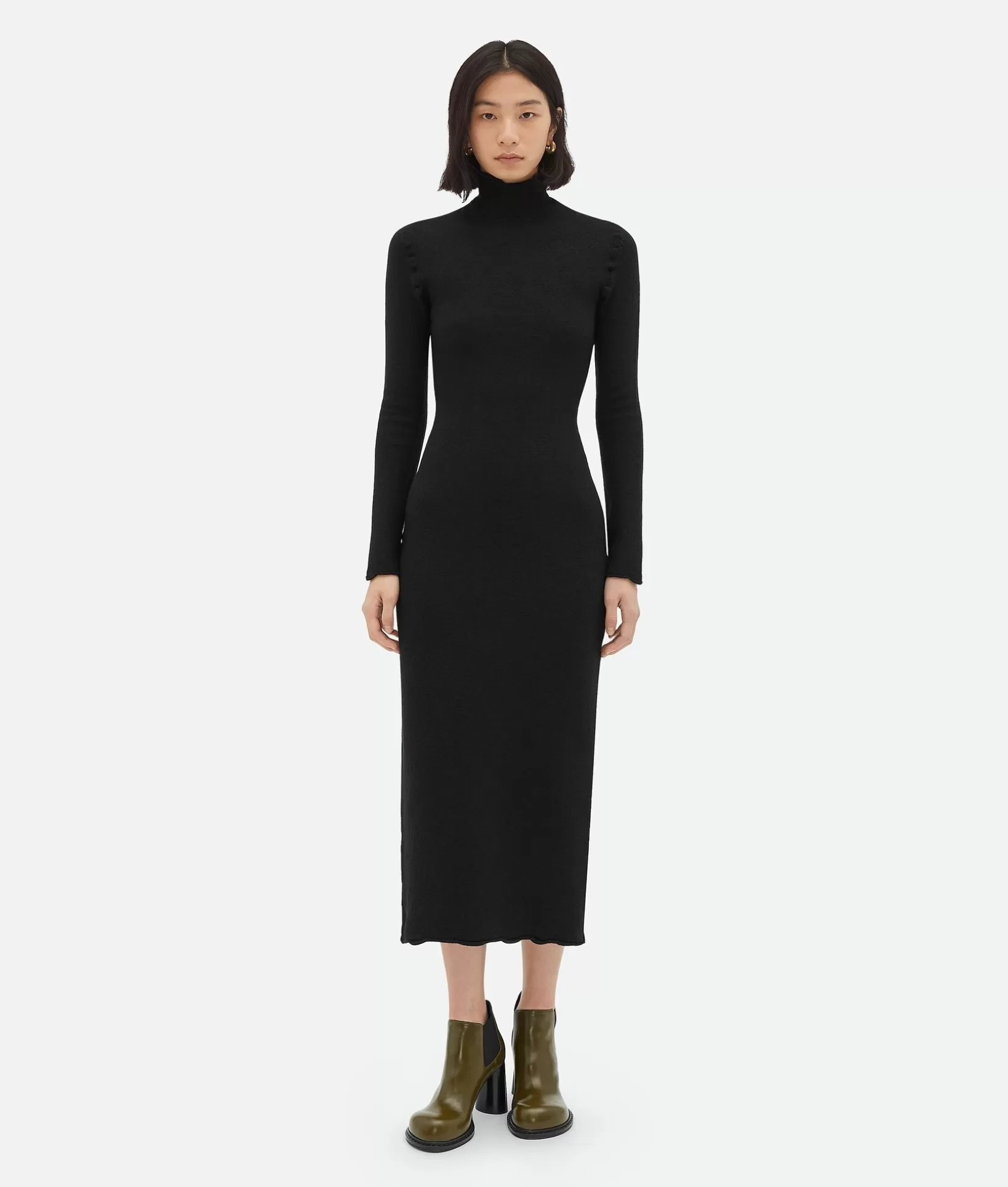 Dresses>Bottega Veneta Felted Wool Dress Black