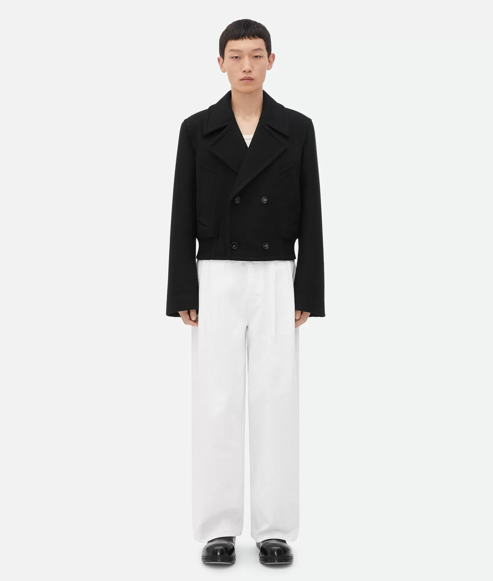 Jackets>Bottega Veneta Felted Wool Short Blouson Black