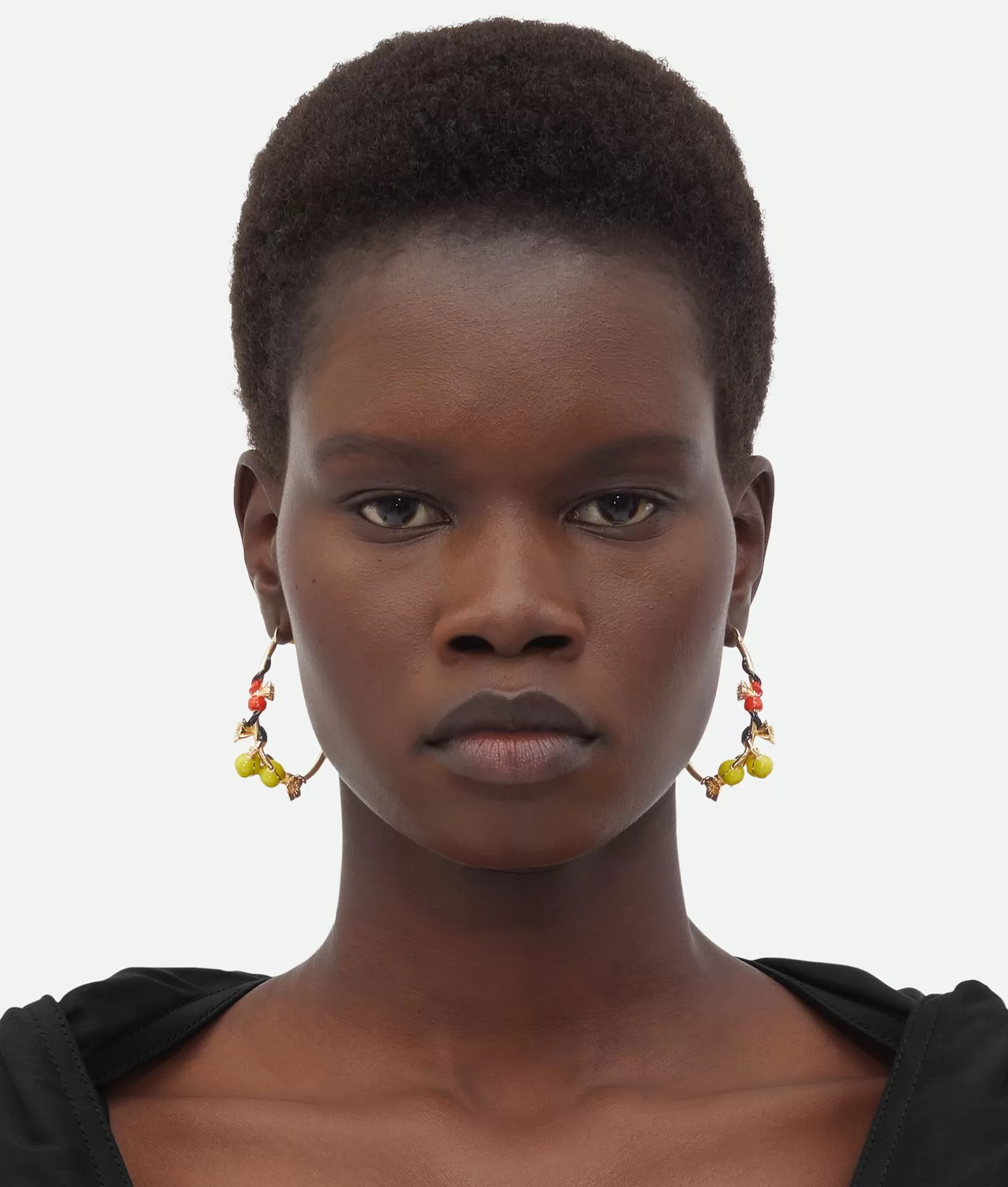 Earrings>Bottega Veneta Flower Hoop Earrings Black/lighthouse