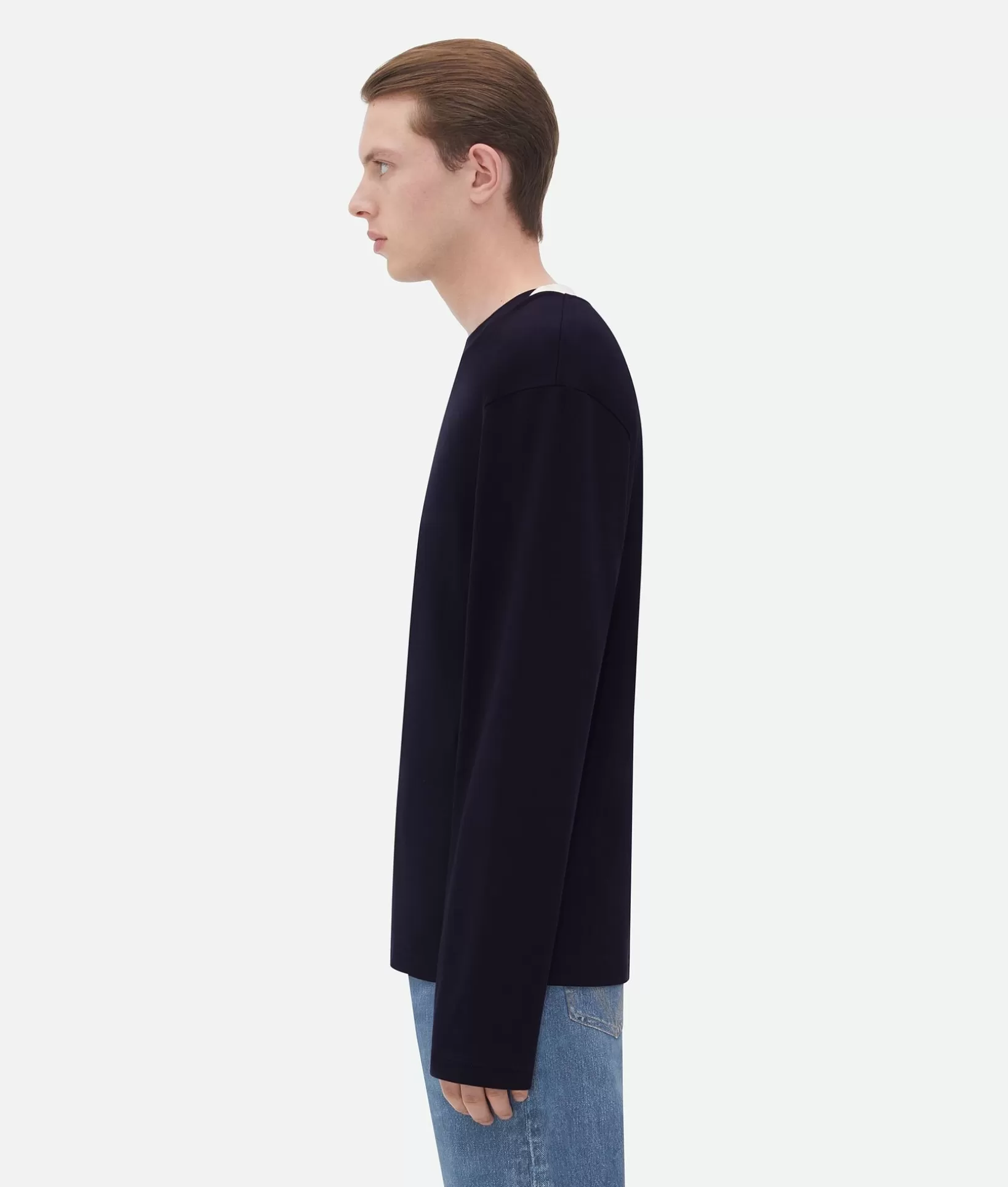 T-Shirts>Bottega Veneta Fluid Jersey T-Shirt Navy