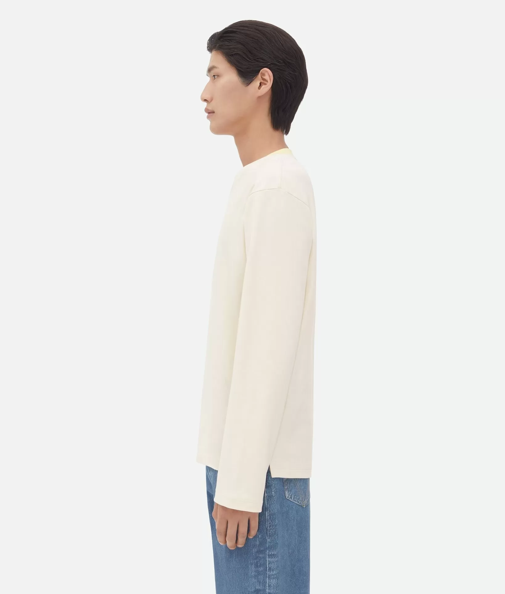 T-Shirts>Bottega Veneta Fluid Jersey T-Shirt Chalk