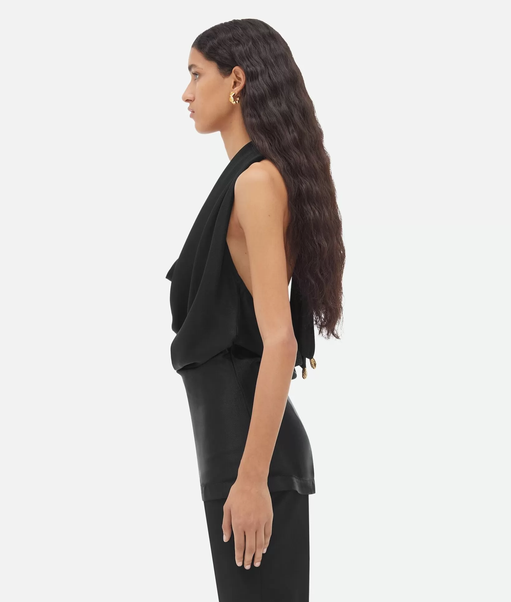 Tops And T-Shirts>Bottega Veneta Fluid Viscose Draped Top Black