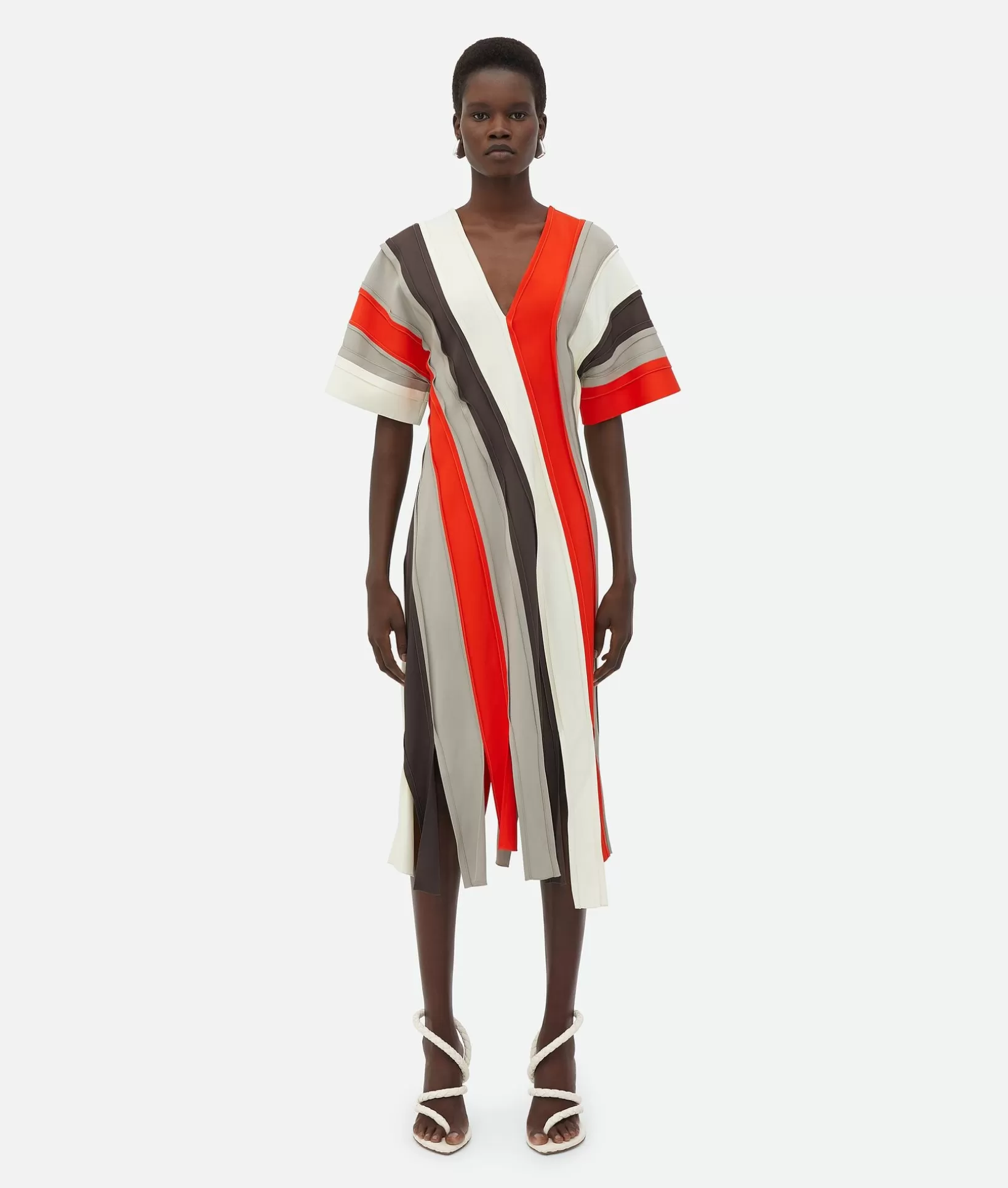 Dresses>Bottega Veneta Fluid Viscose Stripe Dress Multicolor