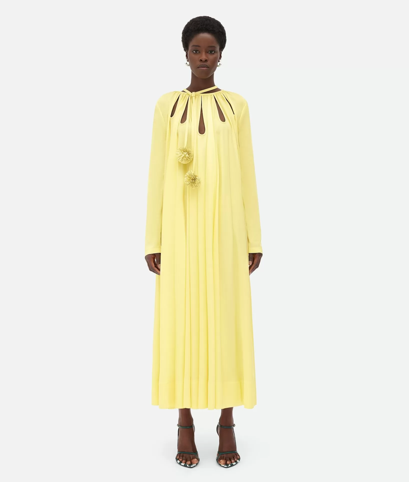 Dresses>Bottega Veneta Fluid Viscose Twill Long Dress Pineapple