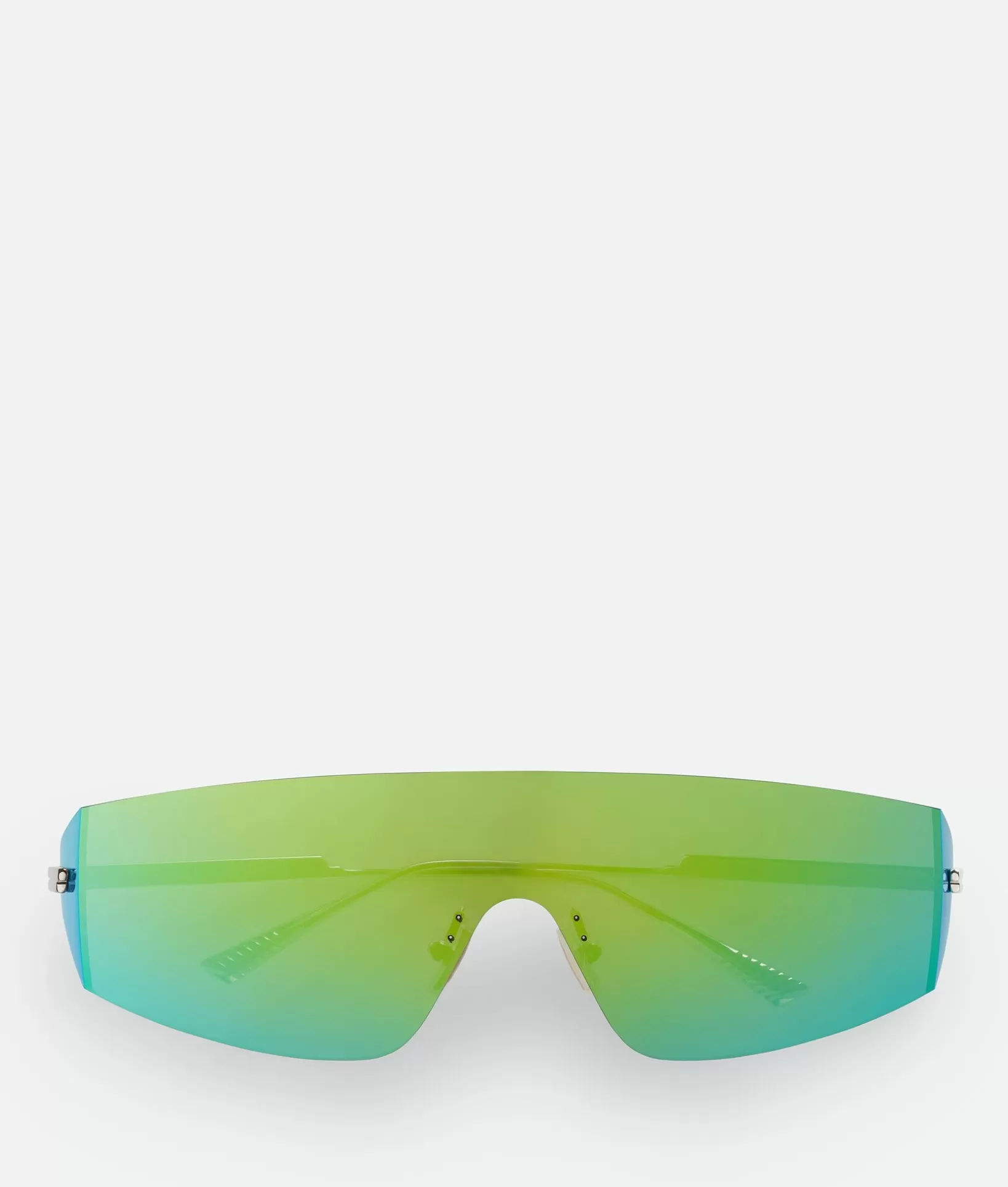 Sunglasses | Sunglasses>Bottega Veneta Futuristic Shield Sunglasses Silver/green