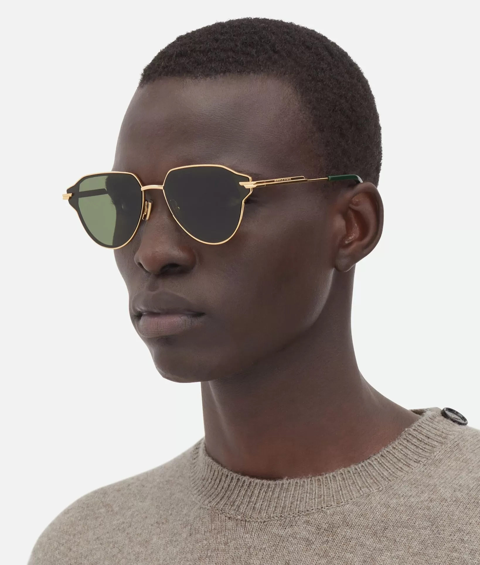 Sunglasses | Sunglasses>Bottega Veneta Glaze Metal Aviator Sunglasses Gold / Green