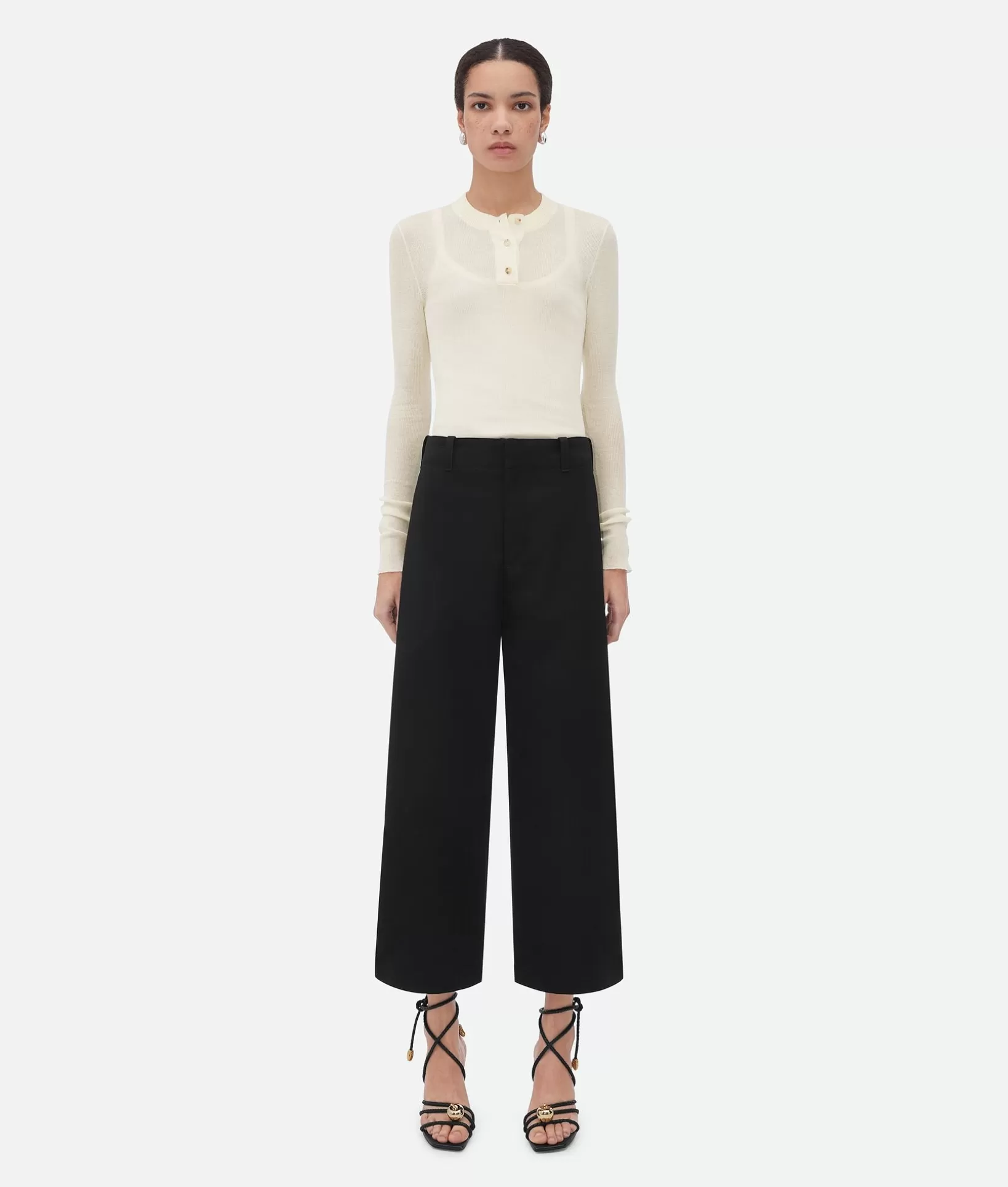 Trousers And Shorts>Bottega Veneta Grain De Poudre Culotte Trousers Black