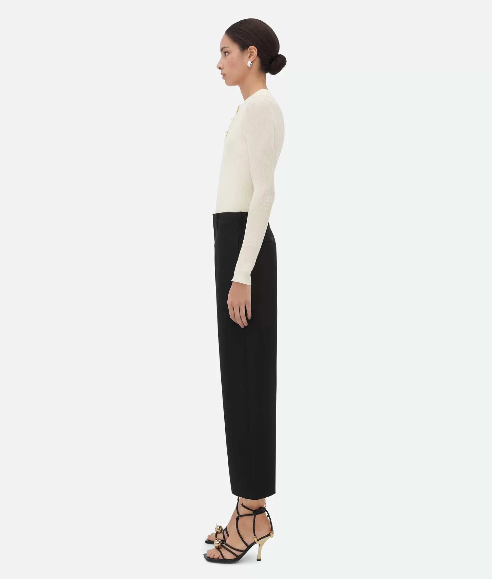 Trousers And Shorts>Bottega Veneta Grain De Poudre Culotte Trousers Black