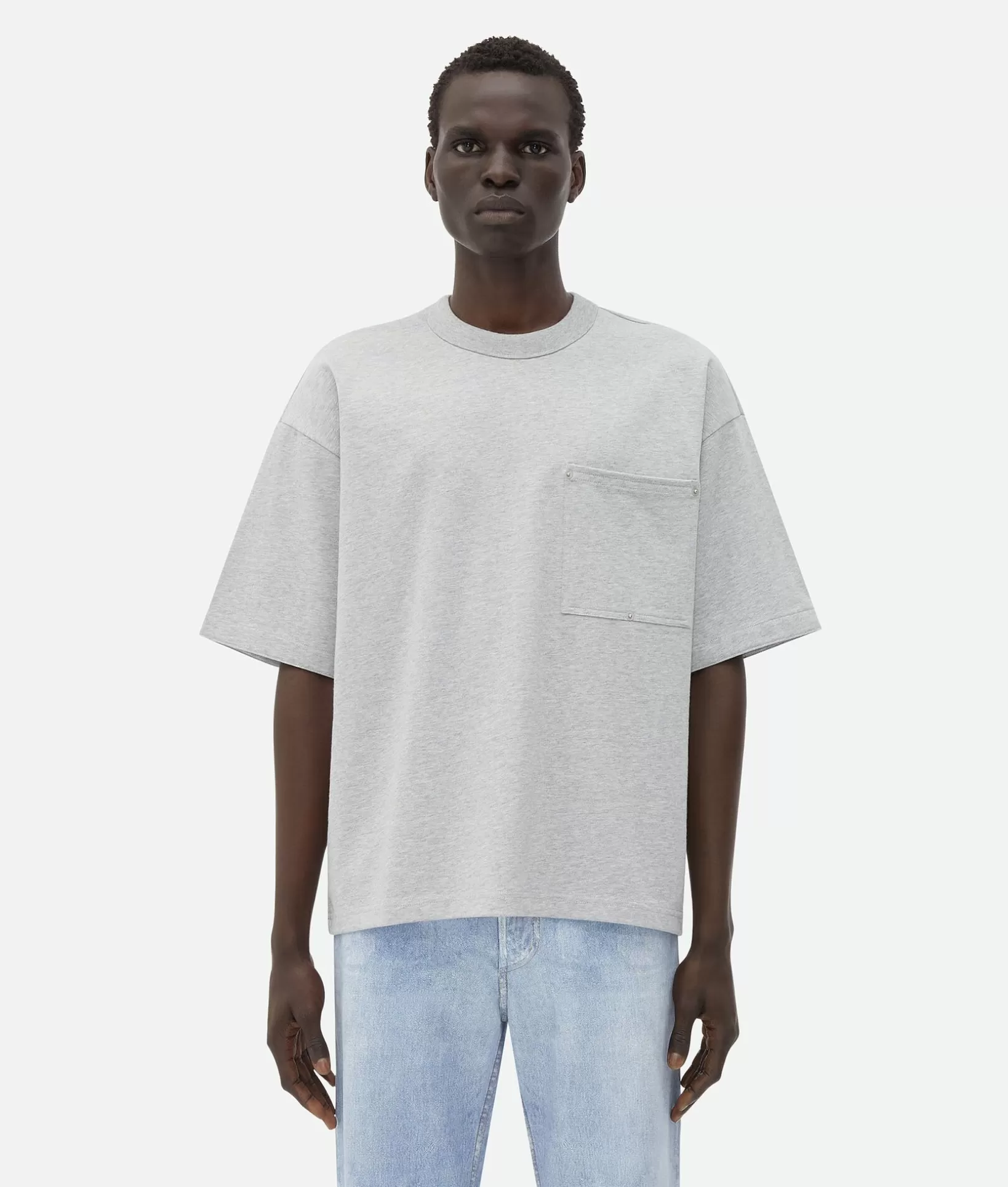 T-Shirts>Bottega Veneta Heavy Jersey Relaxed T-Shirt Light grey melange