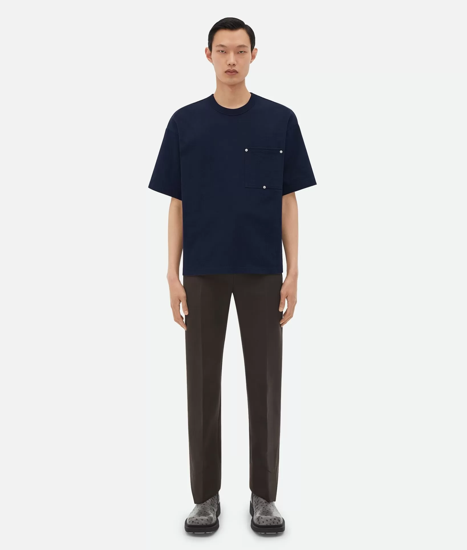 T-Shirts>Bottega Veneta Heavy Jersey Relaxed T-Shirt Navy