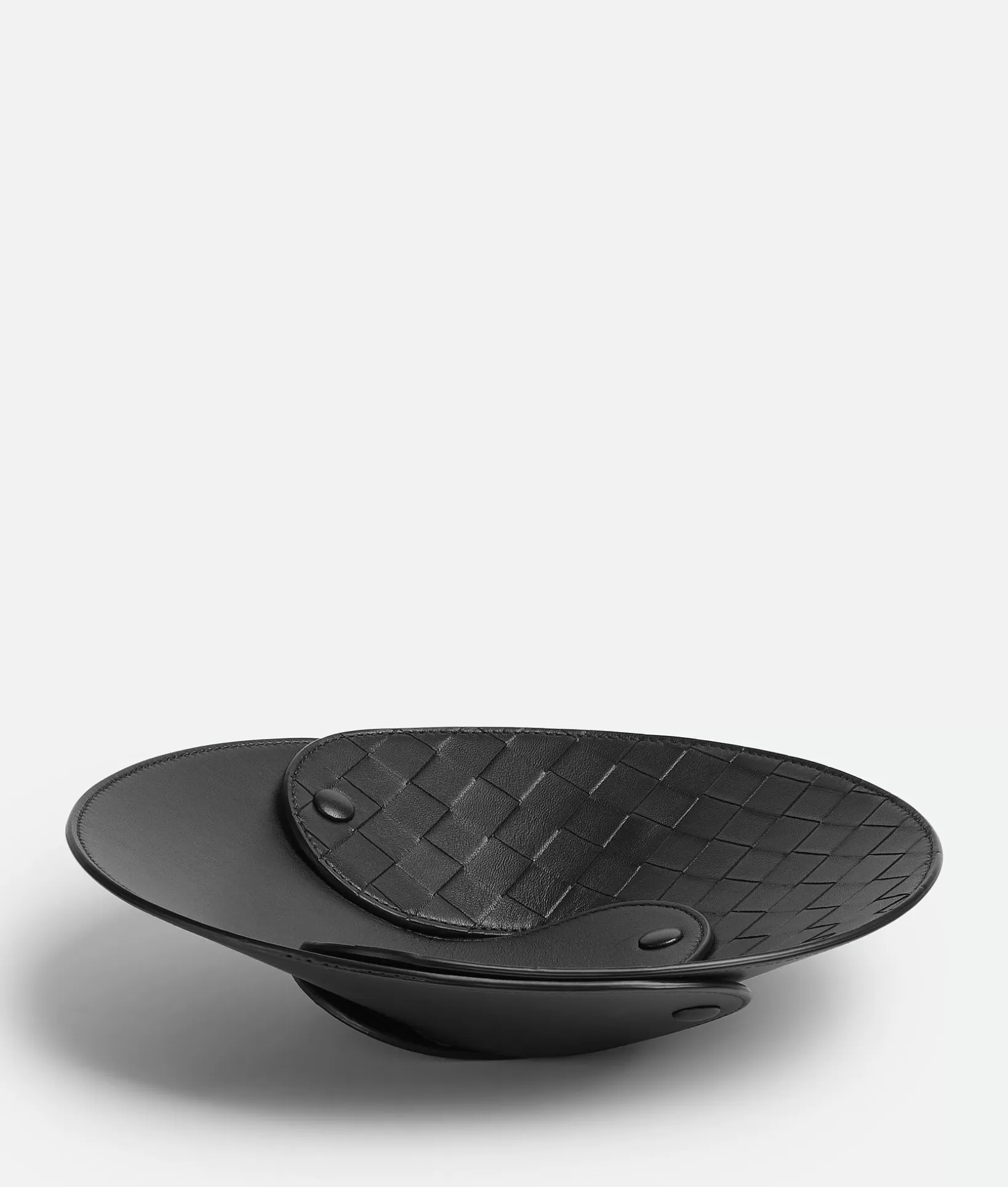 Leather Accessories>Bottega Veneta Interlocking Leather Tray - M Black