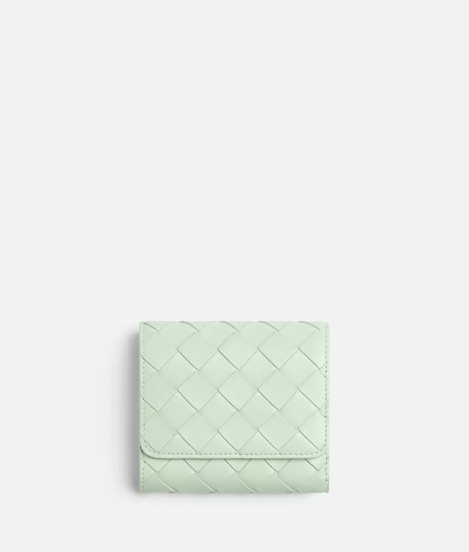 Small Wallets>Bottega Veneta Intrecciato Tri-Fold Wallet With Origami Coin Purse Fresh mint