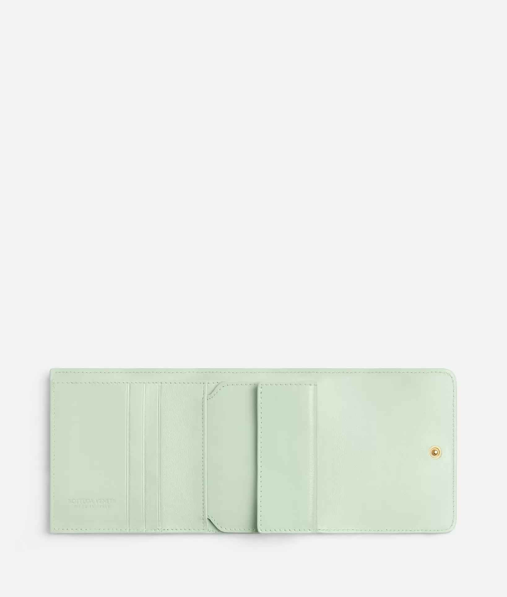 Small Wallets>Bottega Veneta Intrecciato Tri-Fold Wallet With Origami Coin Purse Fresh mint