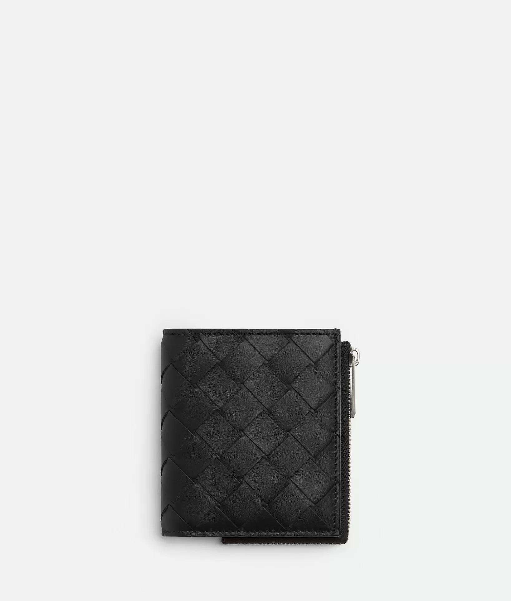 Small Wallets>Bottega Veneta Intrecciato Bi-Fold Wallet With Zip Black