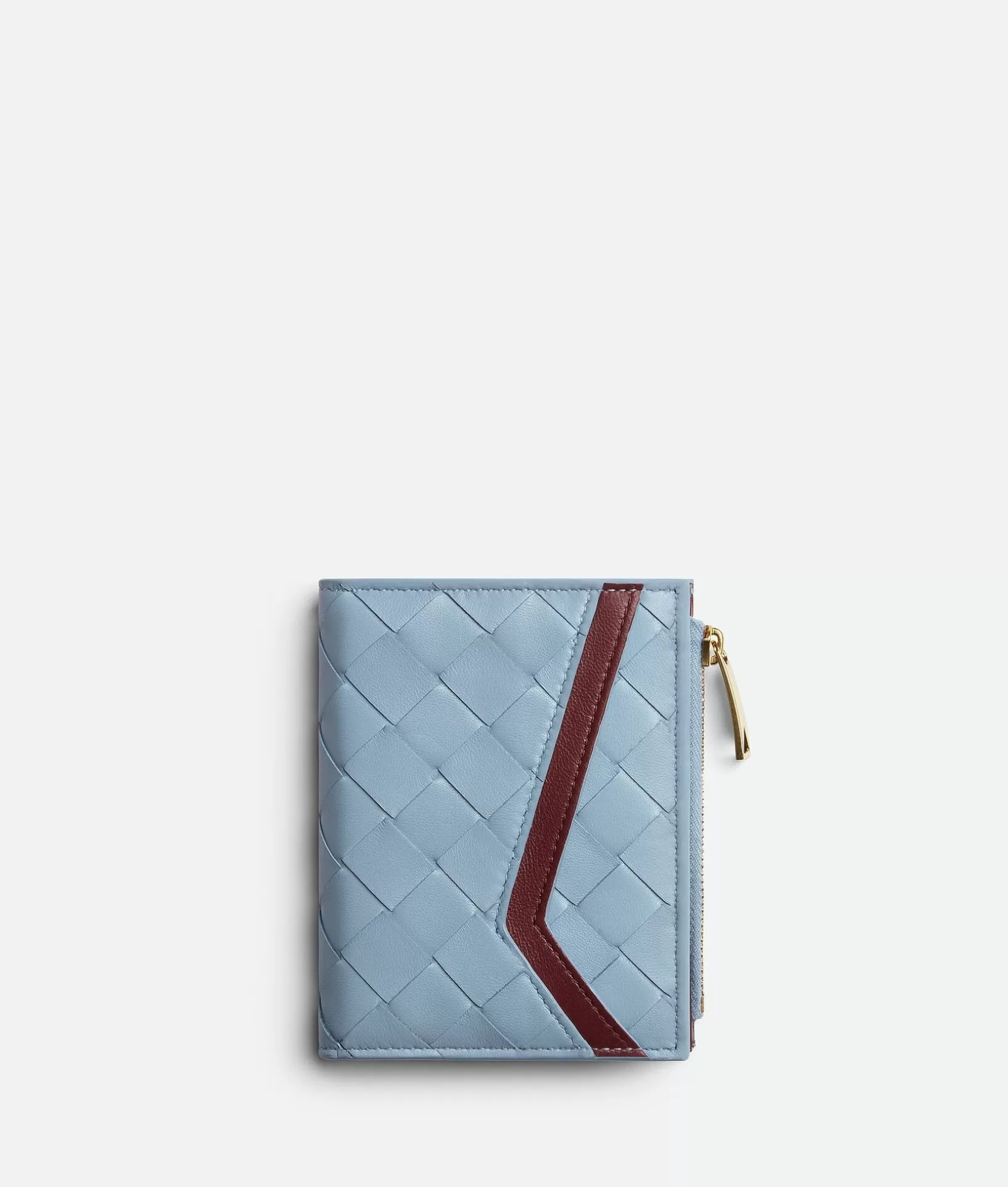 Small Wallets>Bottega Veneta Intrecciato Check Small Bi-Fold Wallet Ice/cherry