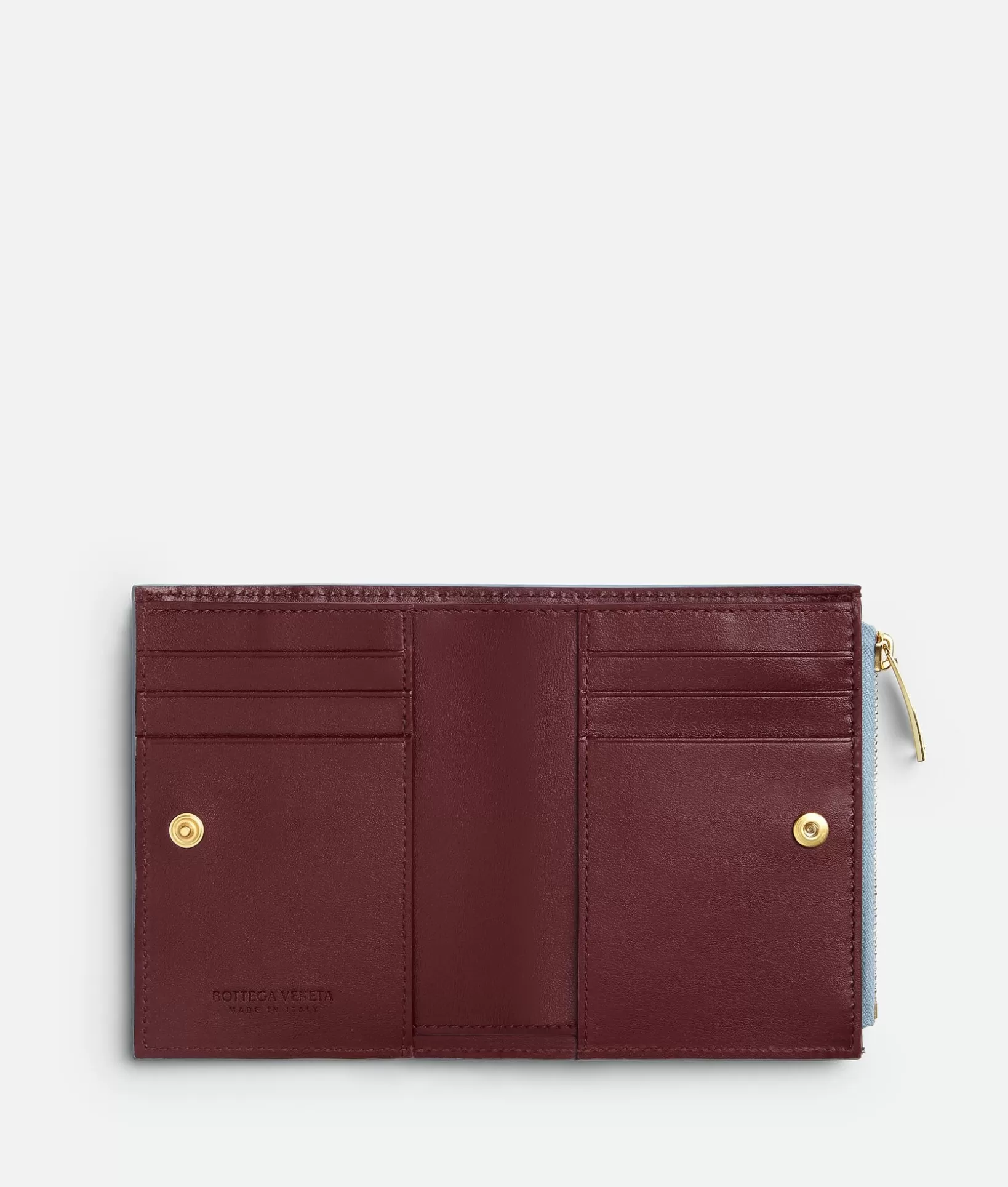 Small Wallets>Bottega Veneta Intrecciato Check Small Bi-Fold Wallet Ice/cherry