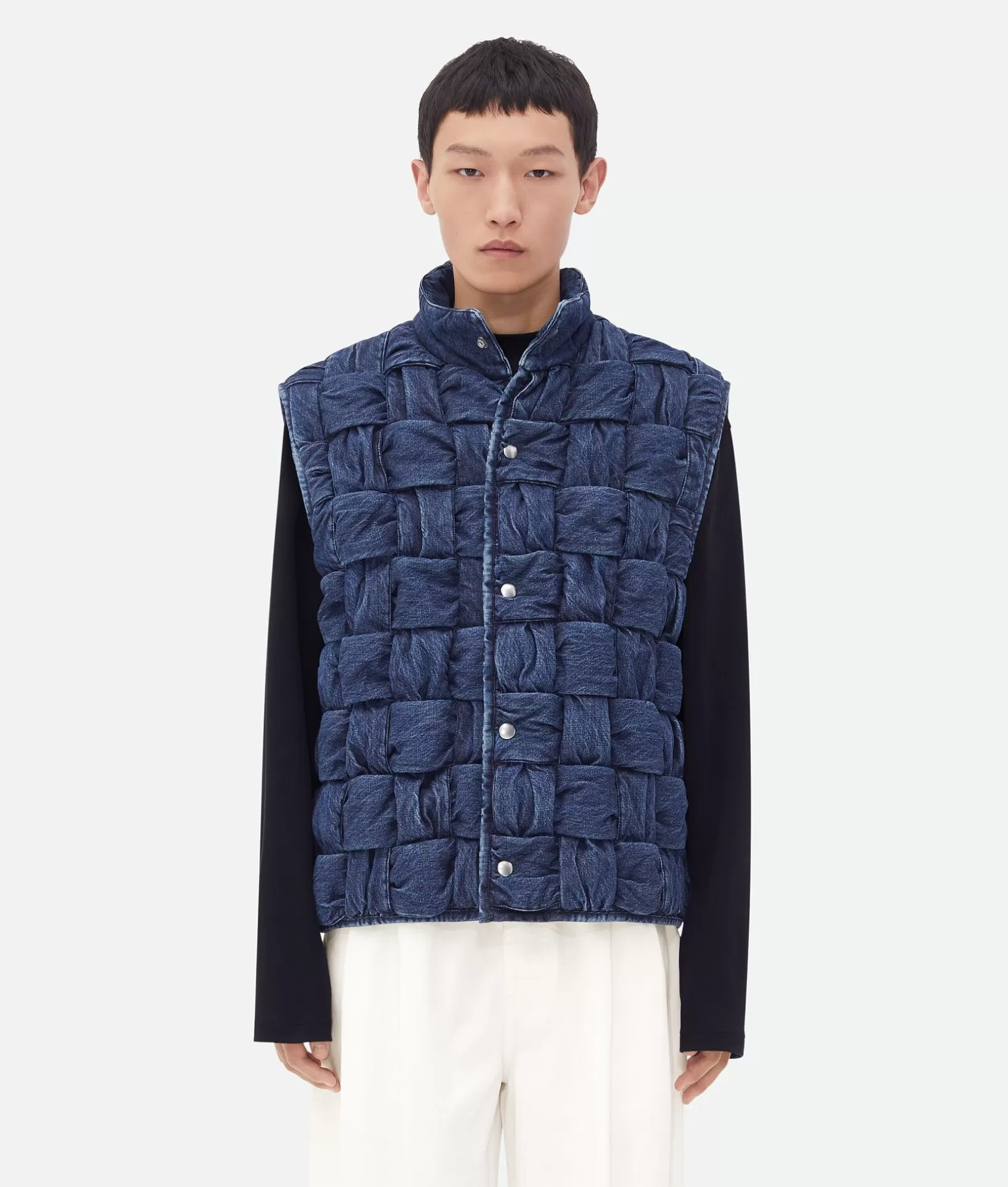 Denim>Bottega Veneta Intrecciato Denim Gilet Indigo