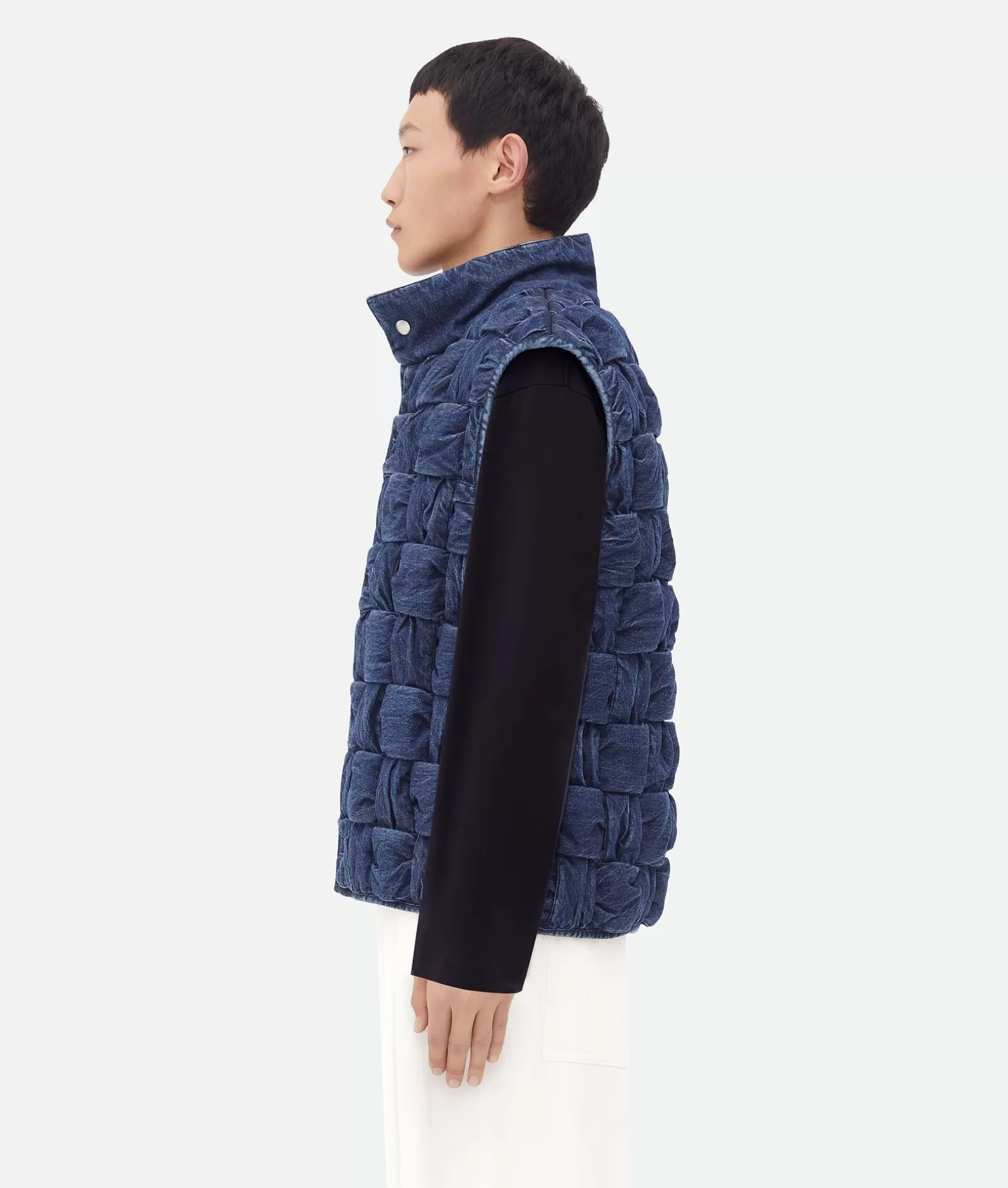 Denim>Bottega Veneta Intrecciato Denim Gilet Indigo