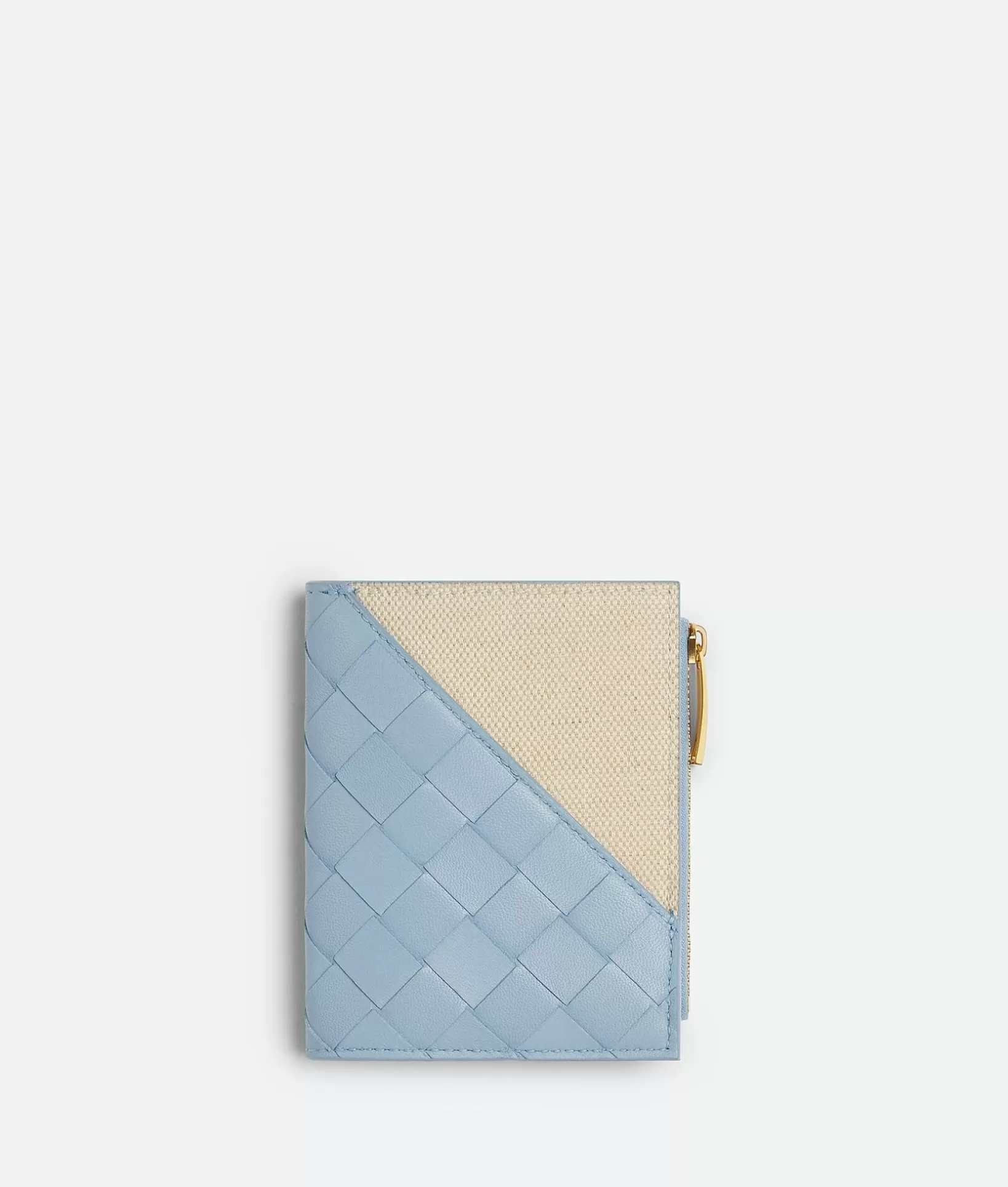 Small Wallets>Bottega Veneta Intrecciato Diagonal Small Bi-Fold Wallet Ice/natural