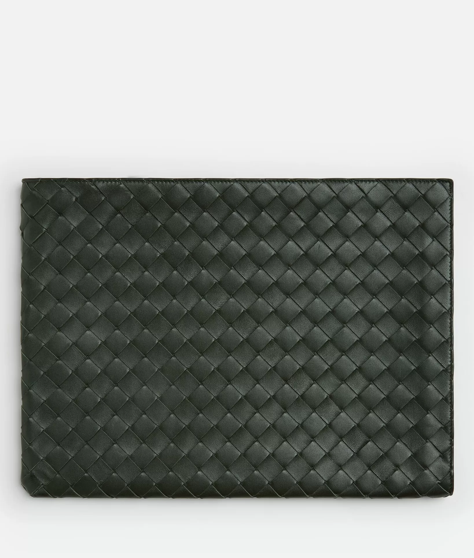 Pouches>Bottega Veneta Intrecciato Half Zip Pouch Dark green