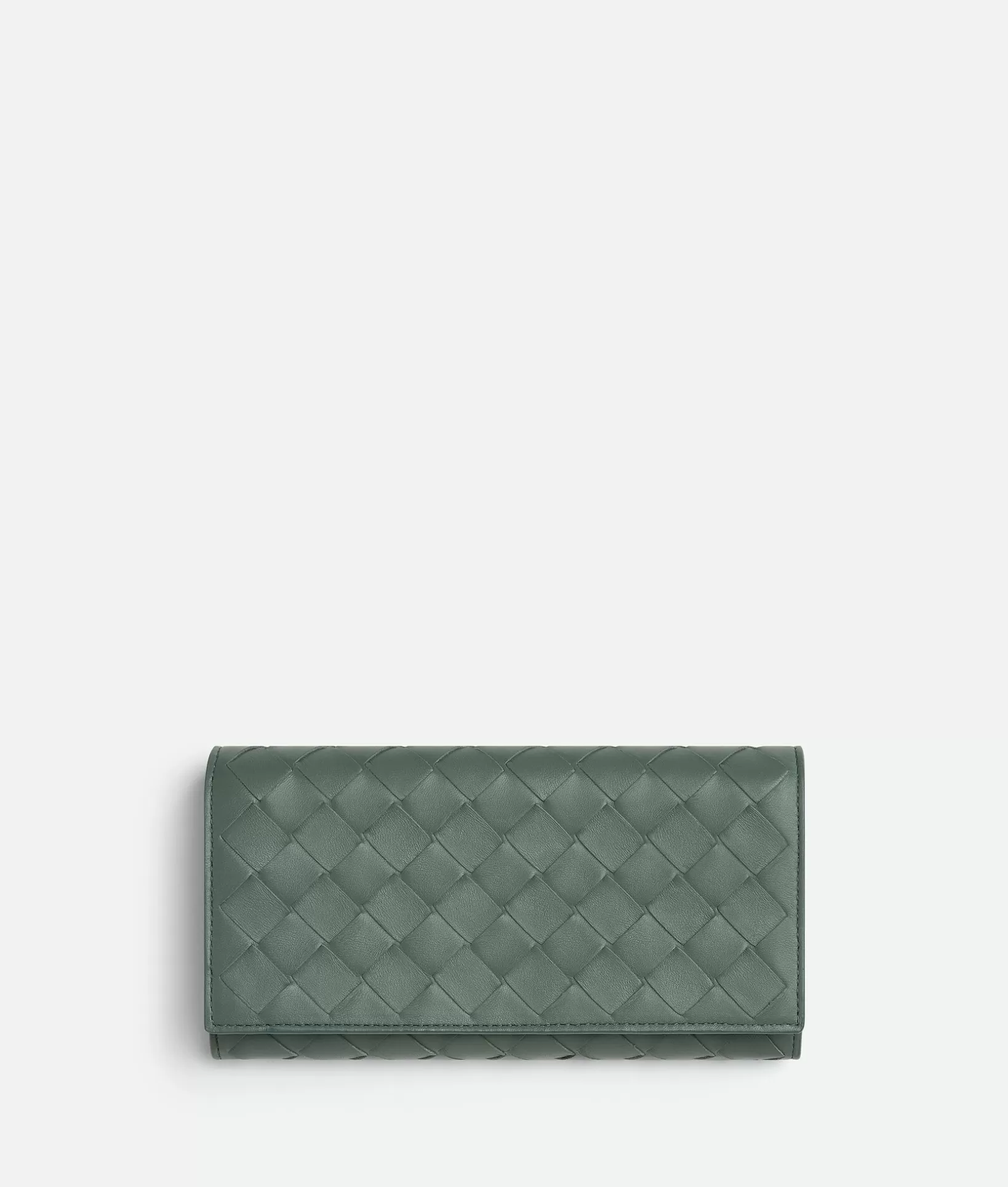 Long Wallets>Bottega Veneta Intrecciato Large Flap Wallet Aloe