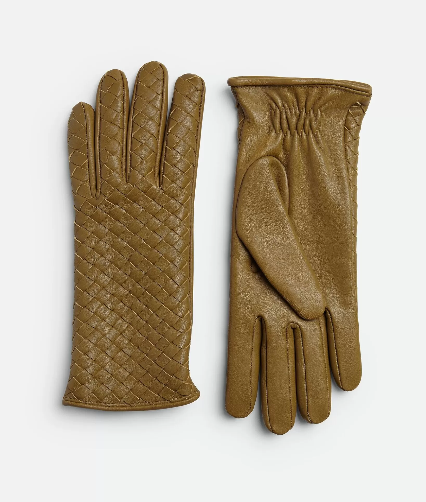 Gloves>Bottega Veneta Intrecciato Leather Gloves Acorn