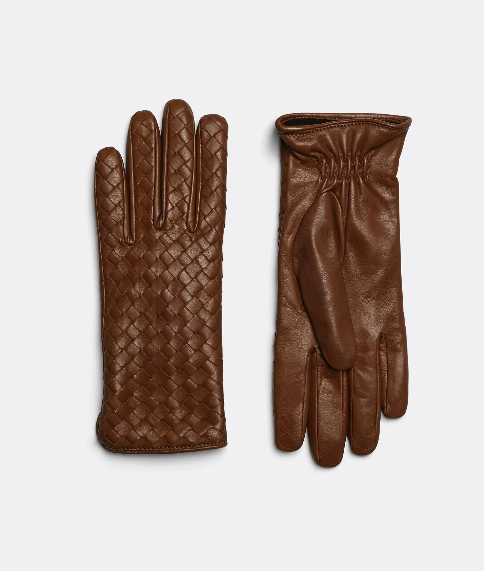 Gloves>Bottega Veneta Intrecciato Leather Gloves Cognac