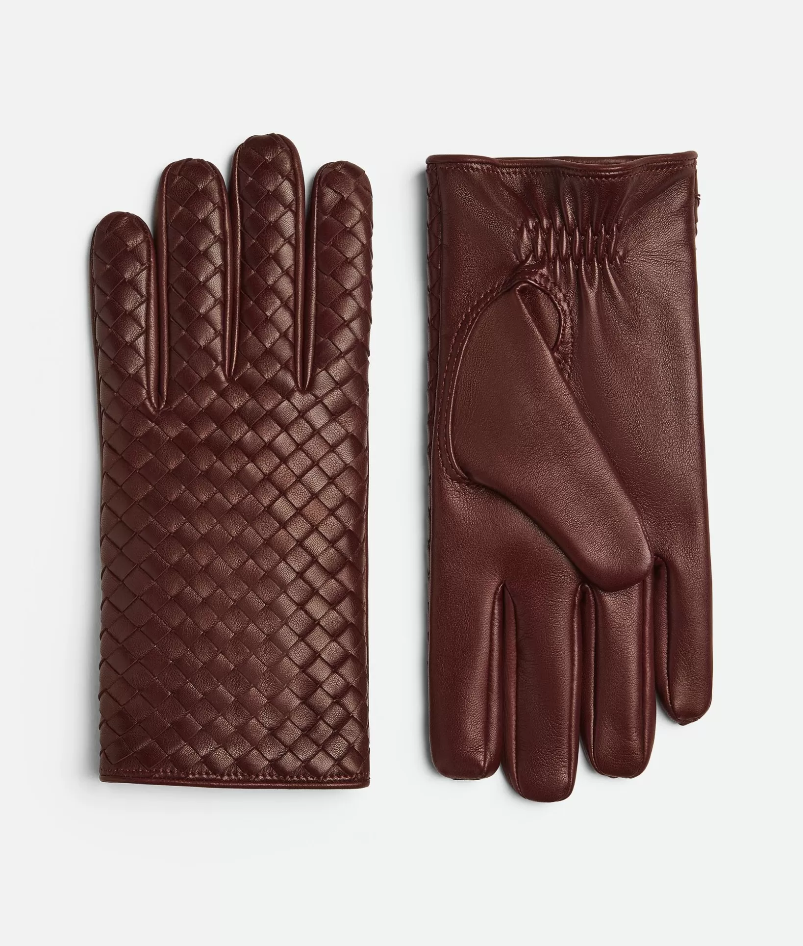 Gloves>Bottega Veneta Intrecciato Leather Gloves Garnet