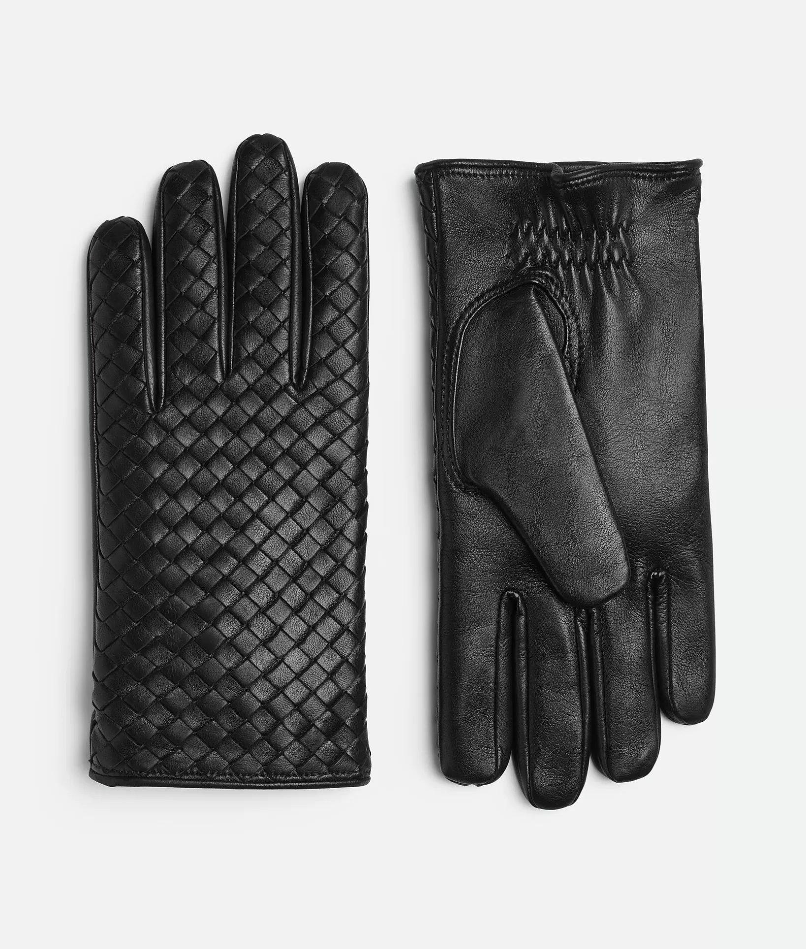 Gloves>Bottega Veneta Intrecciato Leather Gloves Black