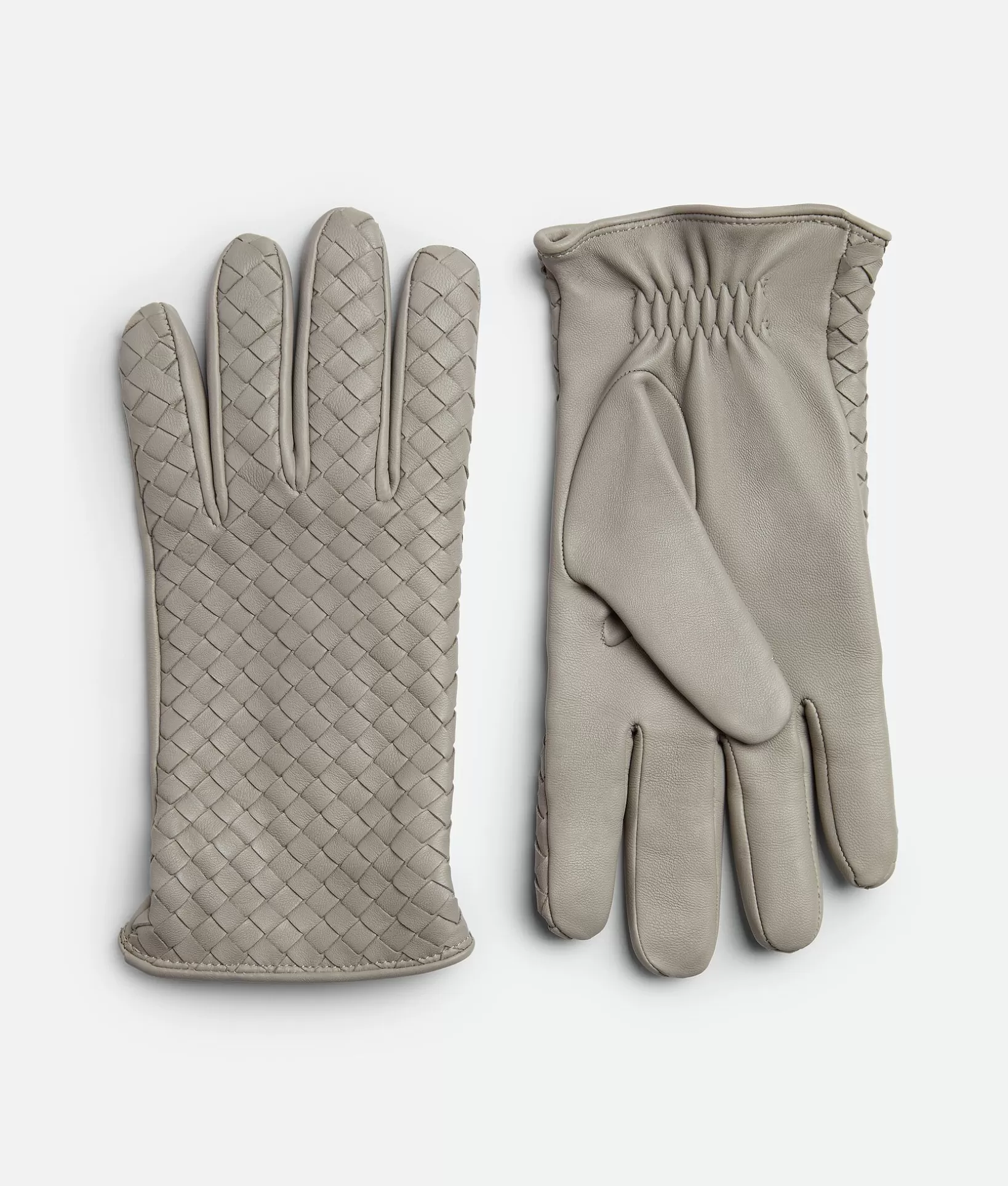 Gloves>Bottega Veneta Intrecciato Leather Gloves Metallic mist