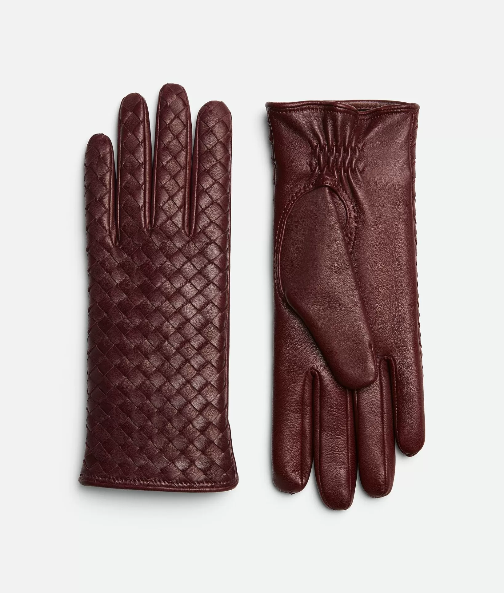 Gloves>Bottega Veneta Intrecciato Leather Gloves Garnet