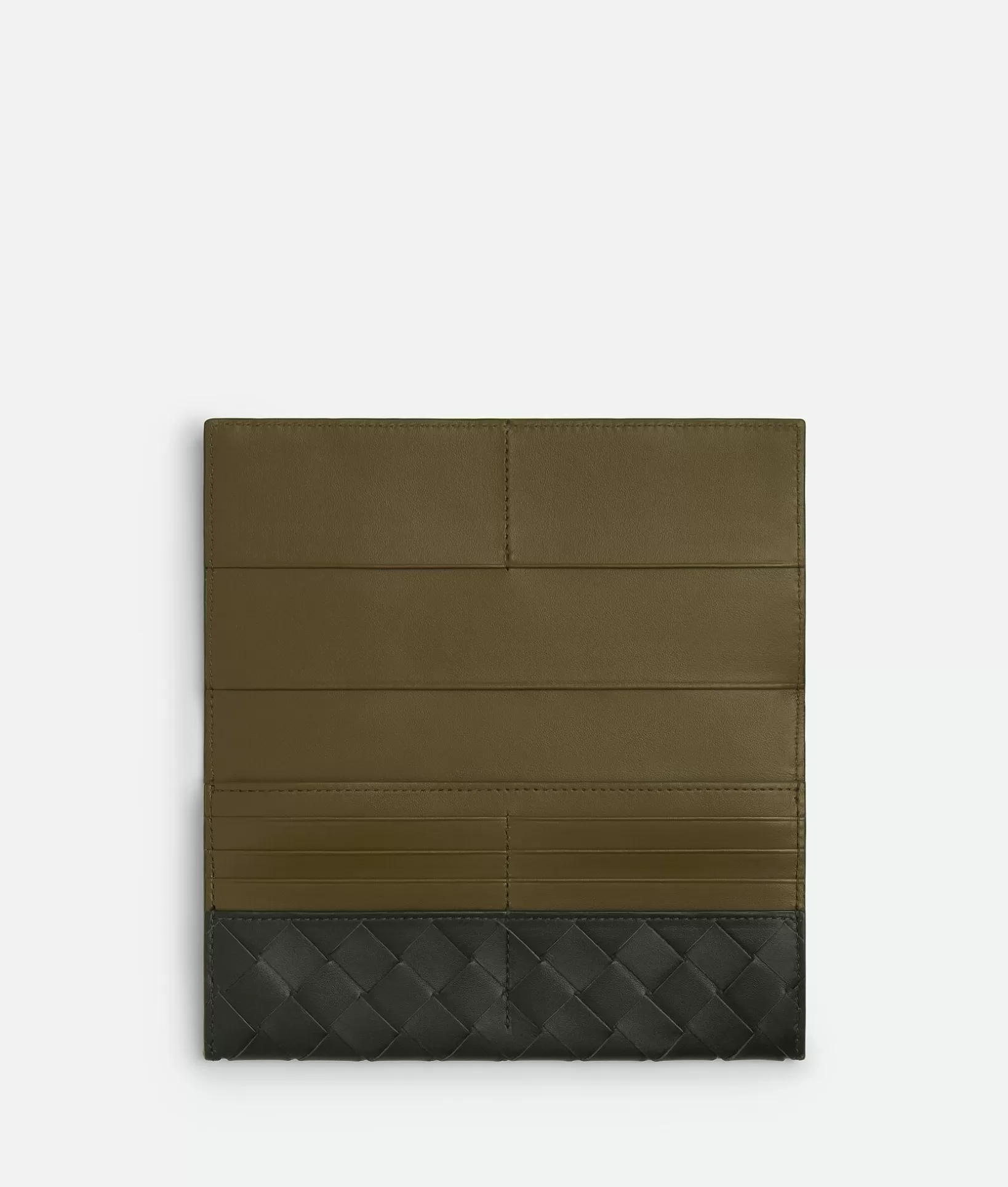 Long Wallets>Bottega Veneta Intrecciato Long Wallet With Coin Purse Dark green / Mud