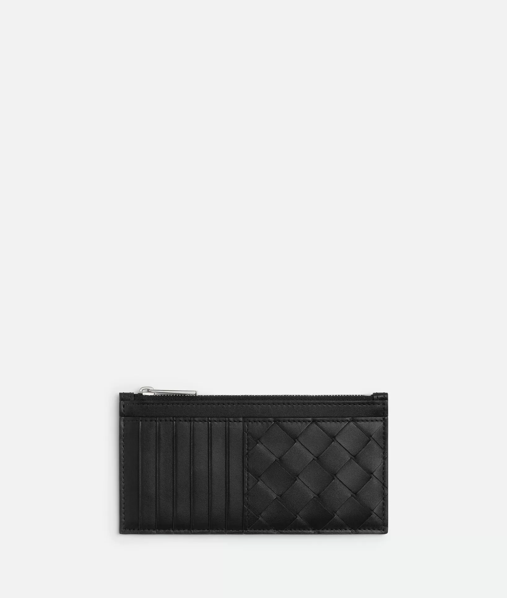 Card Cases>Bottega Veneta Intrecciato Long Zippered Card Case Black