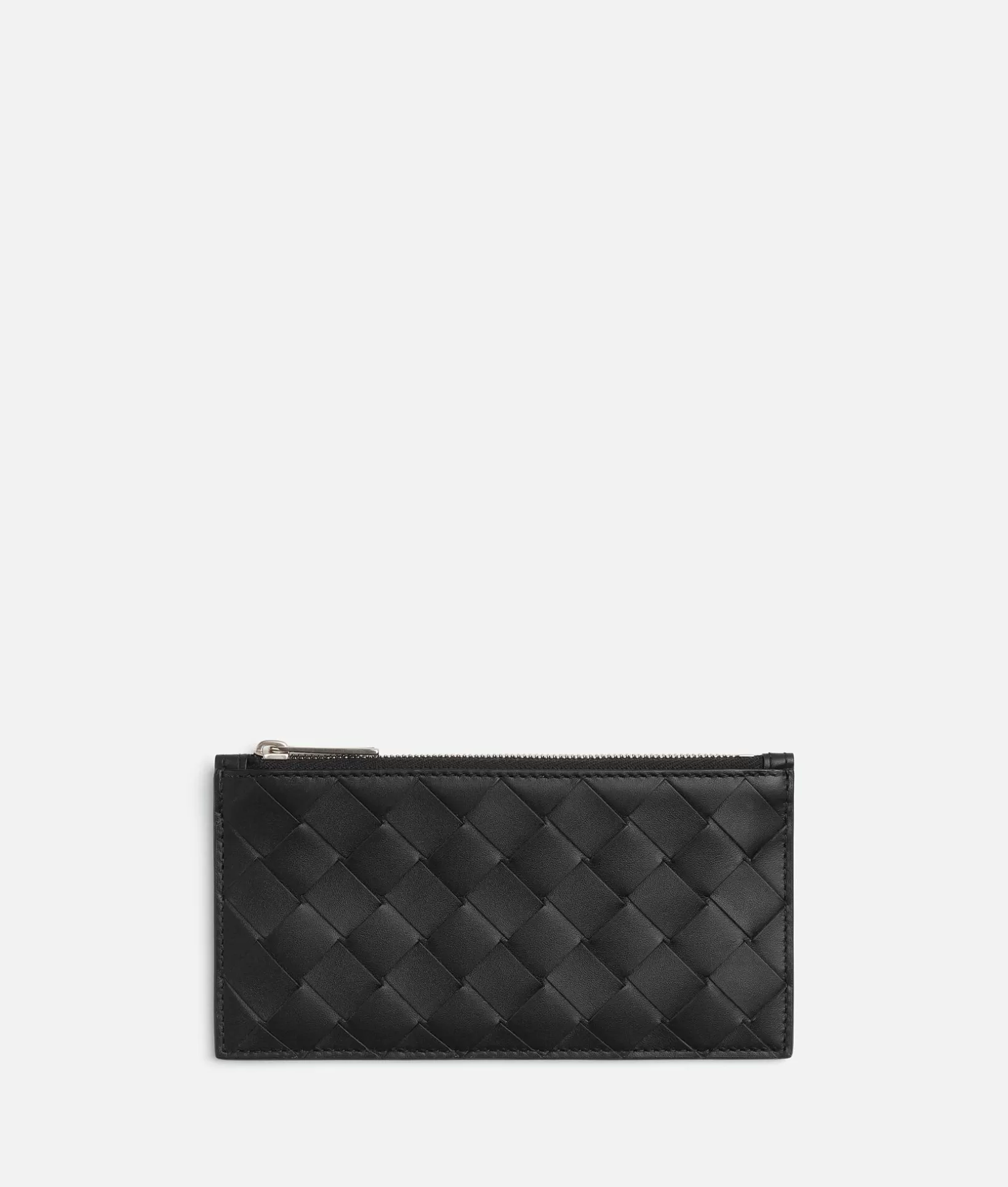 Card Cases>Bottega Veneta Intrecciato Long Zippered Card Case Black