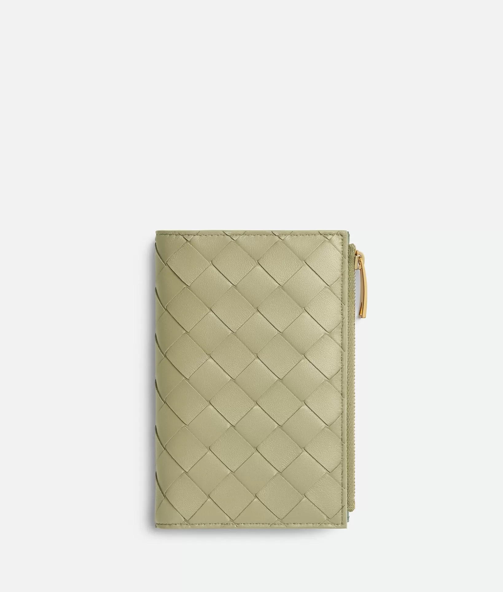 Long Wallets>Bottega Veneta Intrecciato Medium Bi-Fold Wallet Travertine / New sauge