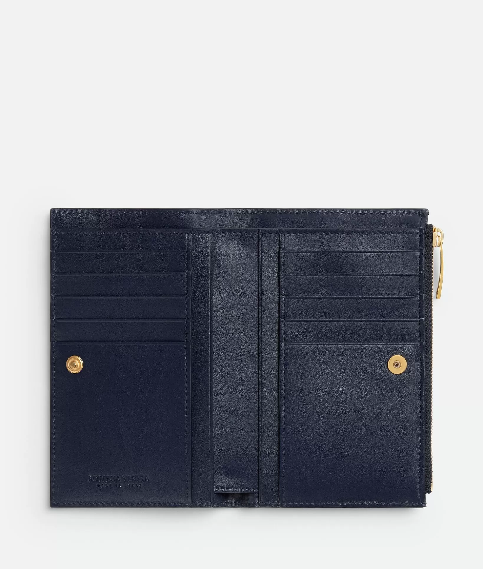 Long Wallets>Bottega Veneta Intrecciato Medium Bi-Fold Wallet Abyss / Indigo