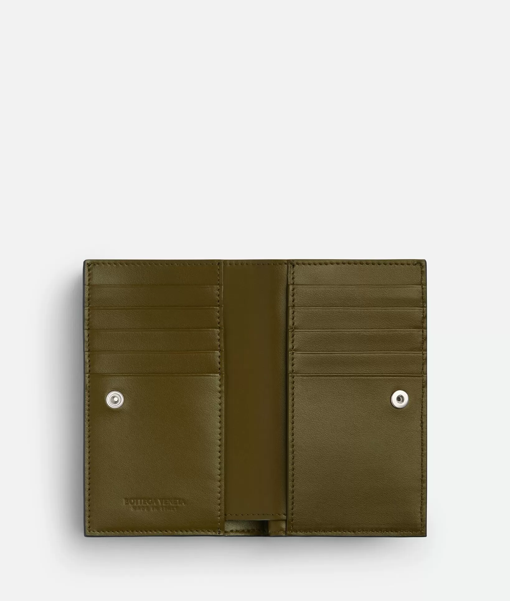 Long Wallets>Bottega Veneta Intrecciato Medium Bi-Fold With L-Zip Shadow/olive oil