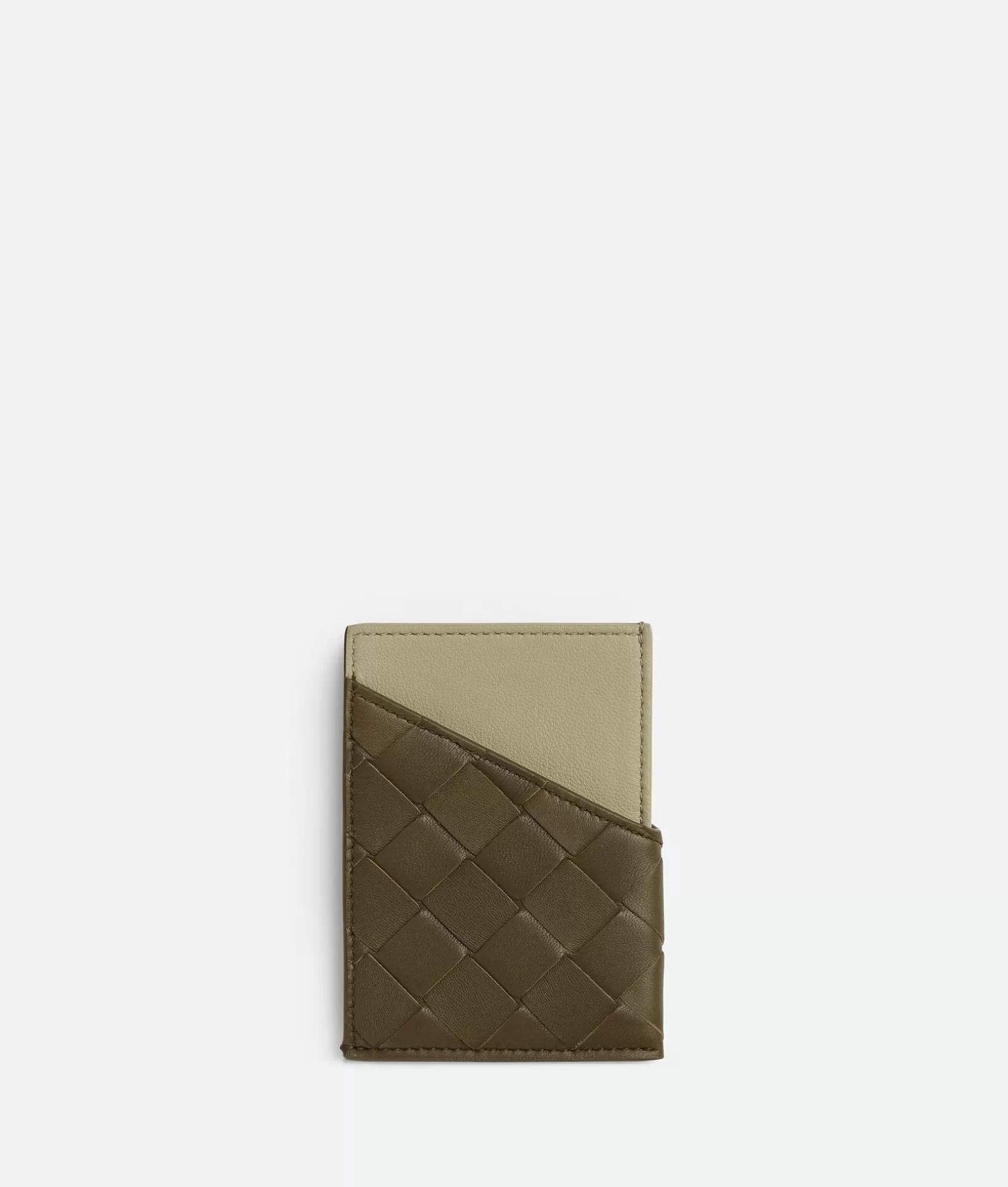 Card Cases>Bottega Veneta Intrecciato Oblique Business Card Case Mustard/travertine