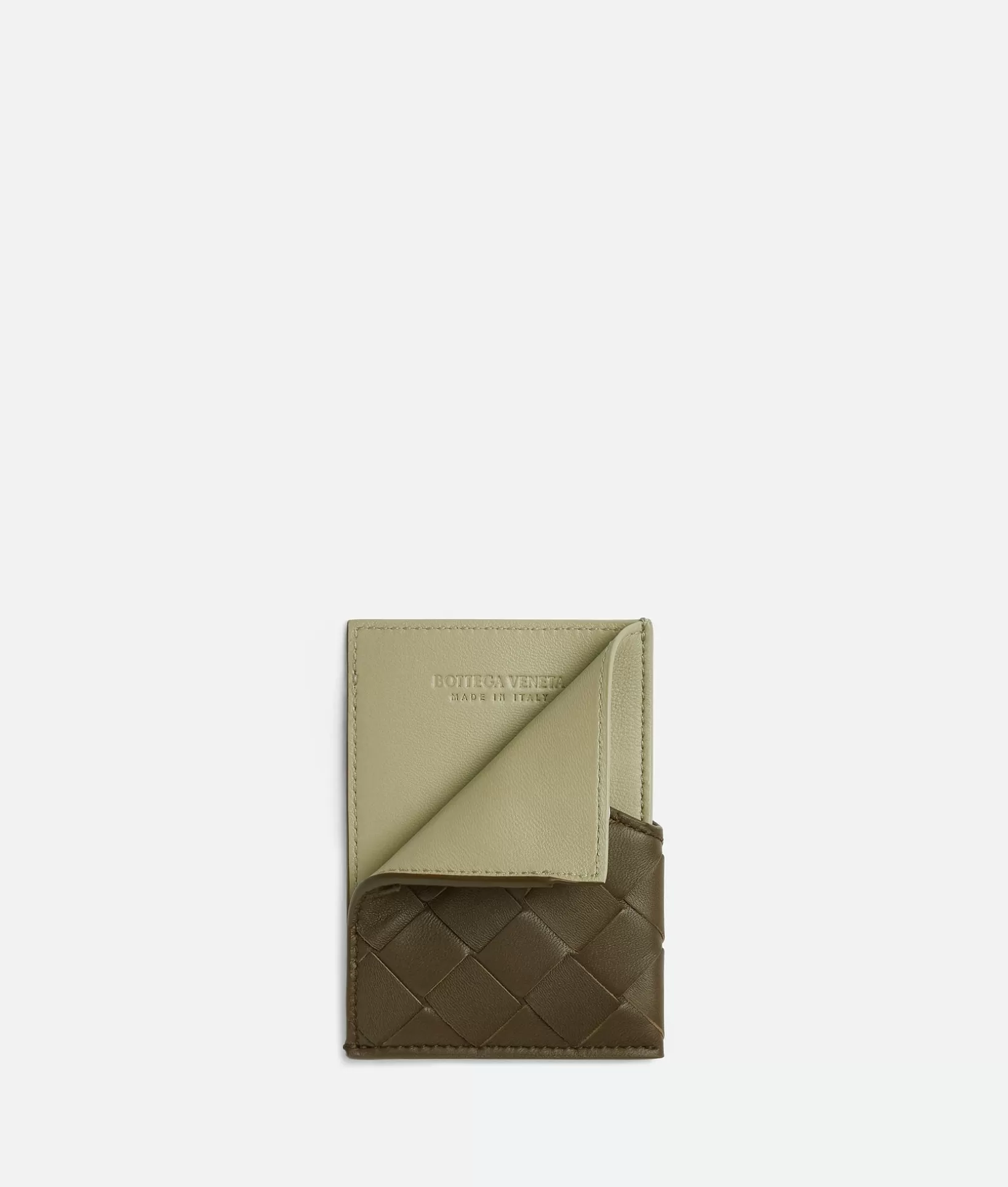 Card Cases>Bottega Veneta Intrecciato Oblique Business Card Case Mustard/travertine