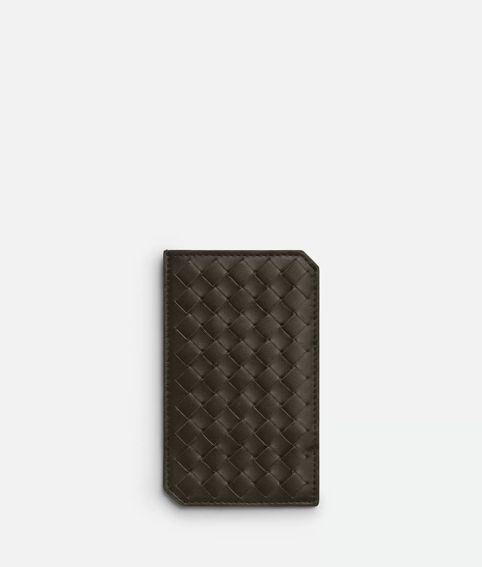 Card Cases>Bottega Veneta Intrecciato Piccolo Vertical Card Case Kaki