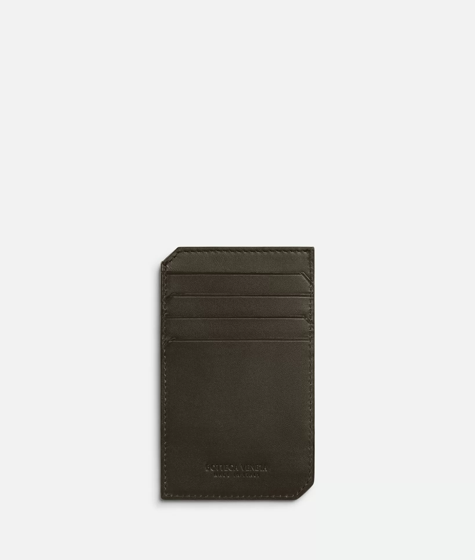 Card Cases>Bottega Veneta Intrecciato Piccolo Vertical Card Case Kaki