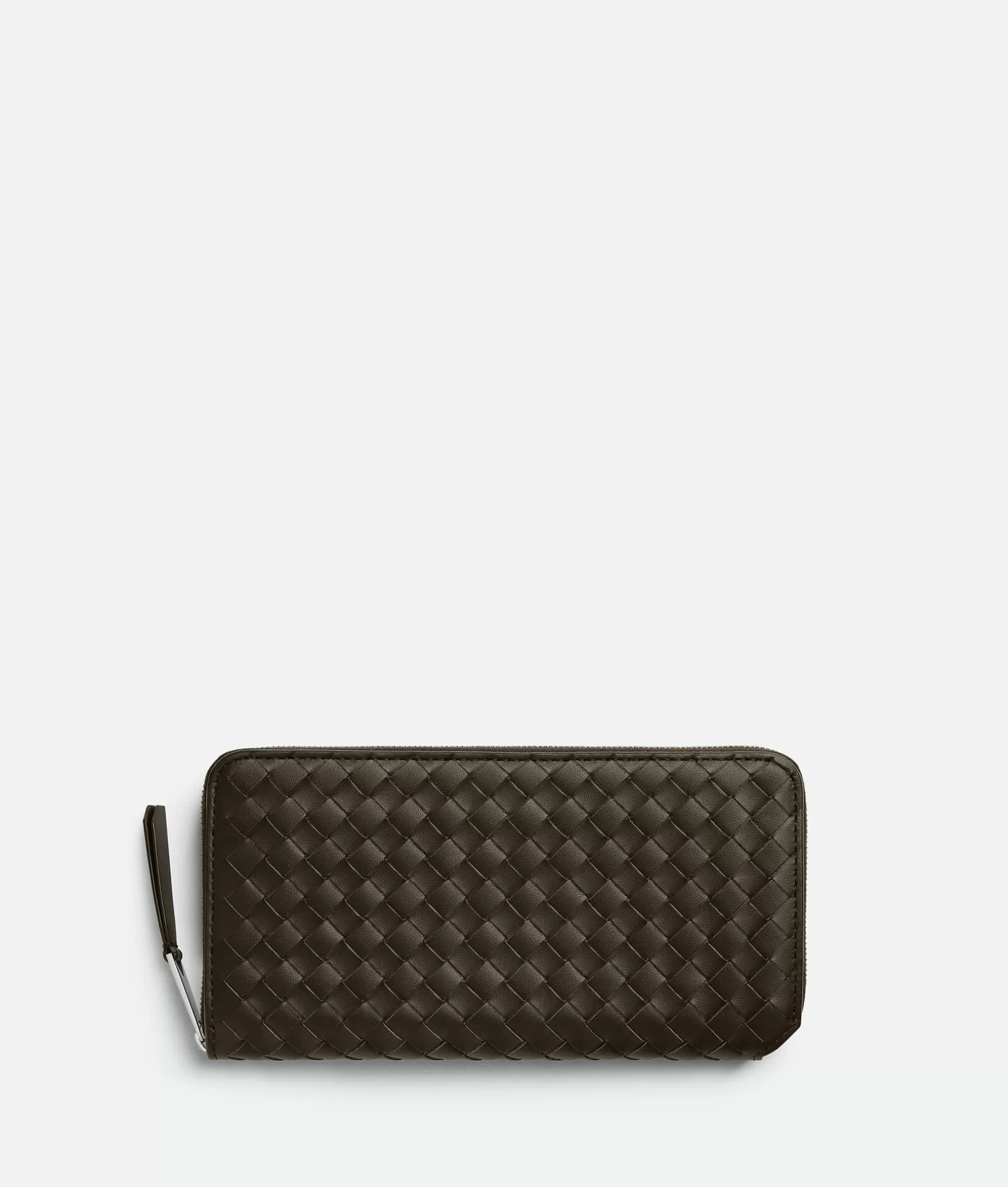 Long Wallets>Bottega Veneta Intrecciato Piccolo Zip Around Wallet Kaki