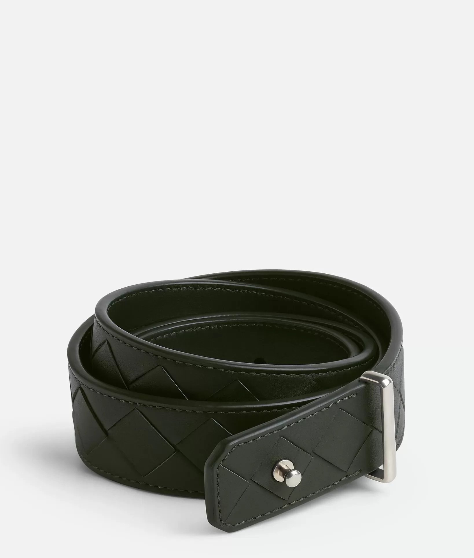 Belts>Bottega Veneta Intrecciato Pin Belt Dark green