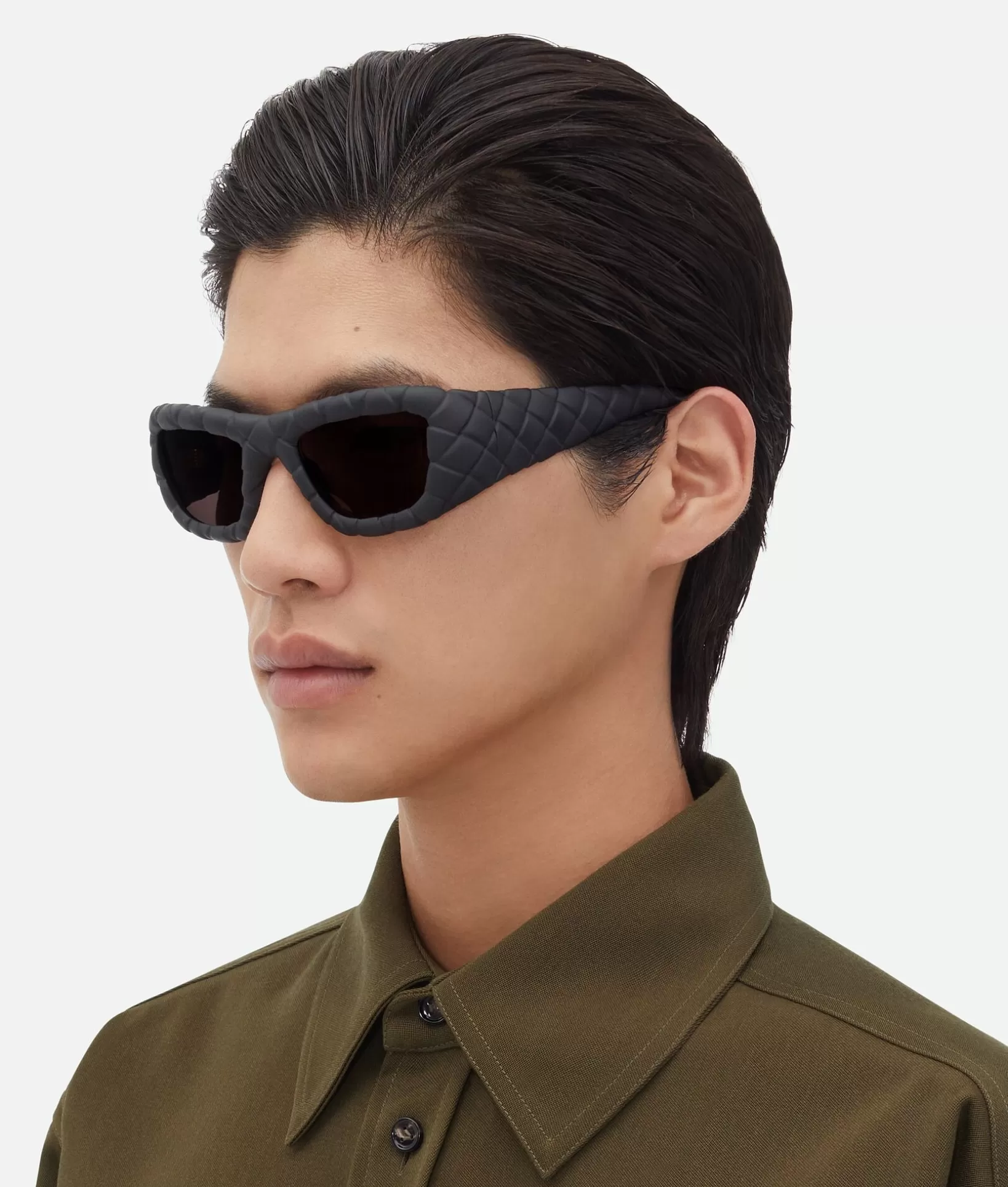 Sunglasses | Sunglasses>Bottega Veneta Intrecciato Rectangular Sunglasses Black/grey